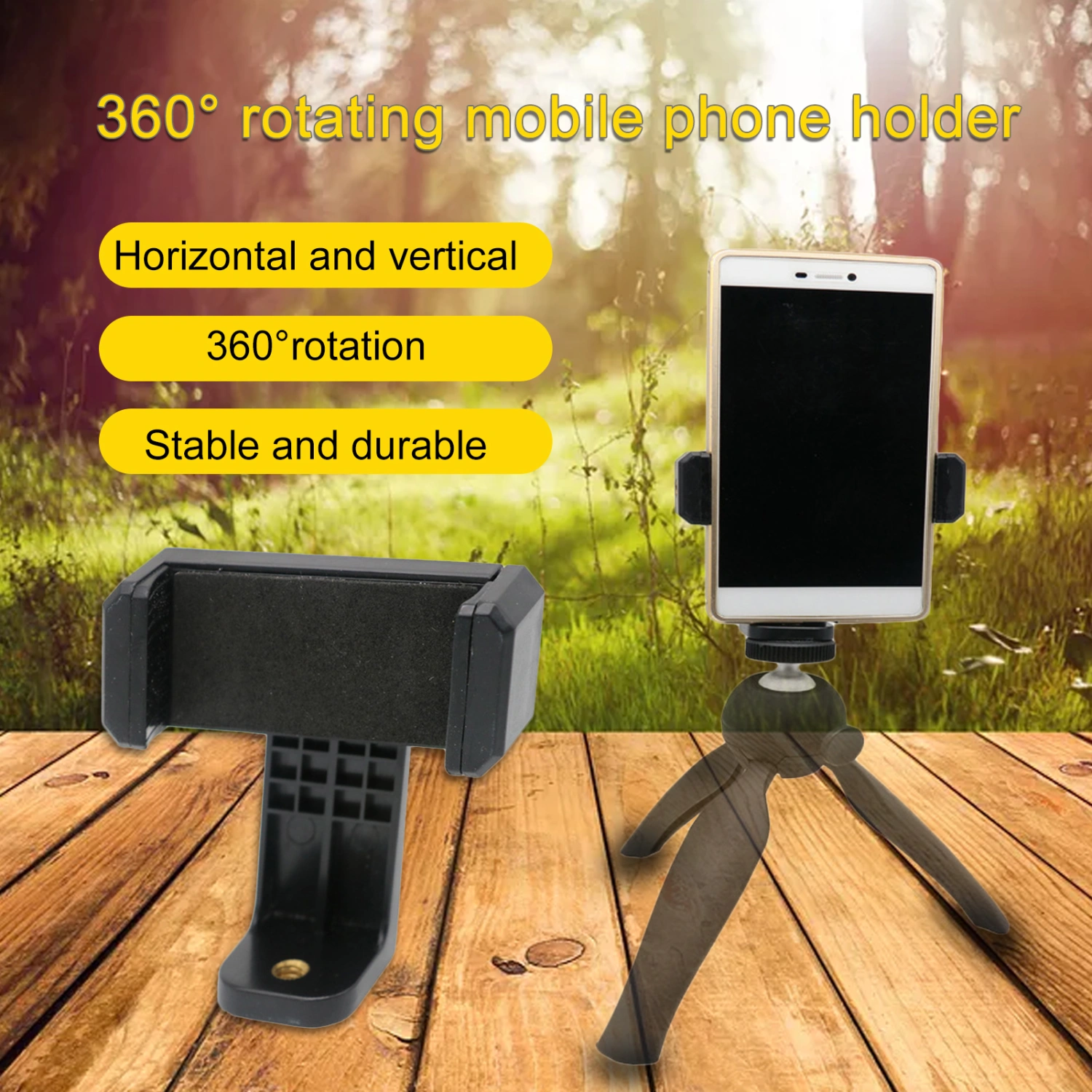 Smartphone Clamp Adjustable 360 Degree Rotating ABS Smartphone Holder Tripod Adapter for iPhone