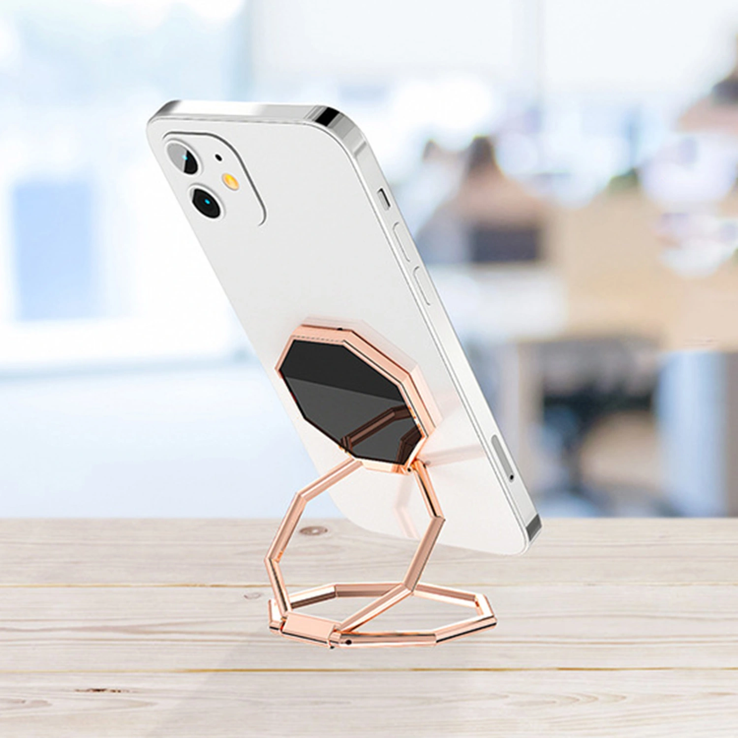 Phone Holder Portable Adjustable Zinc Alloy Foldable Tablet Phone Ring Stand for Car Navigation