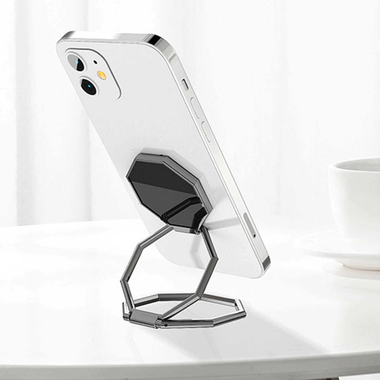 Phone Holder Portable Adjustable Zinc Alloy Foldable Tablet Phone Ring Stand for Car Navigation