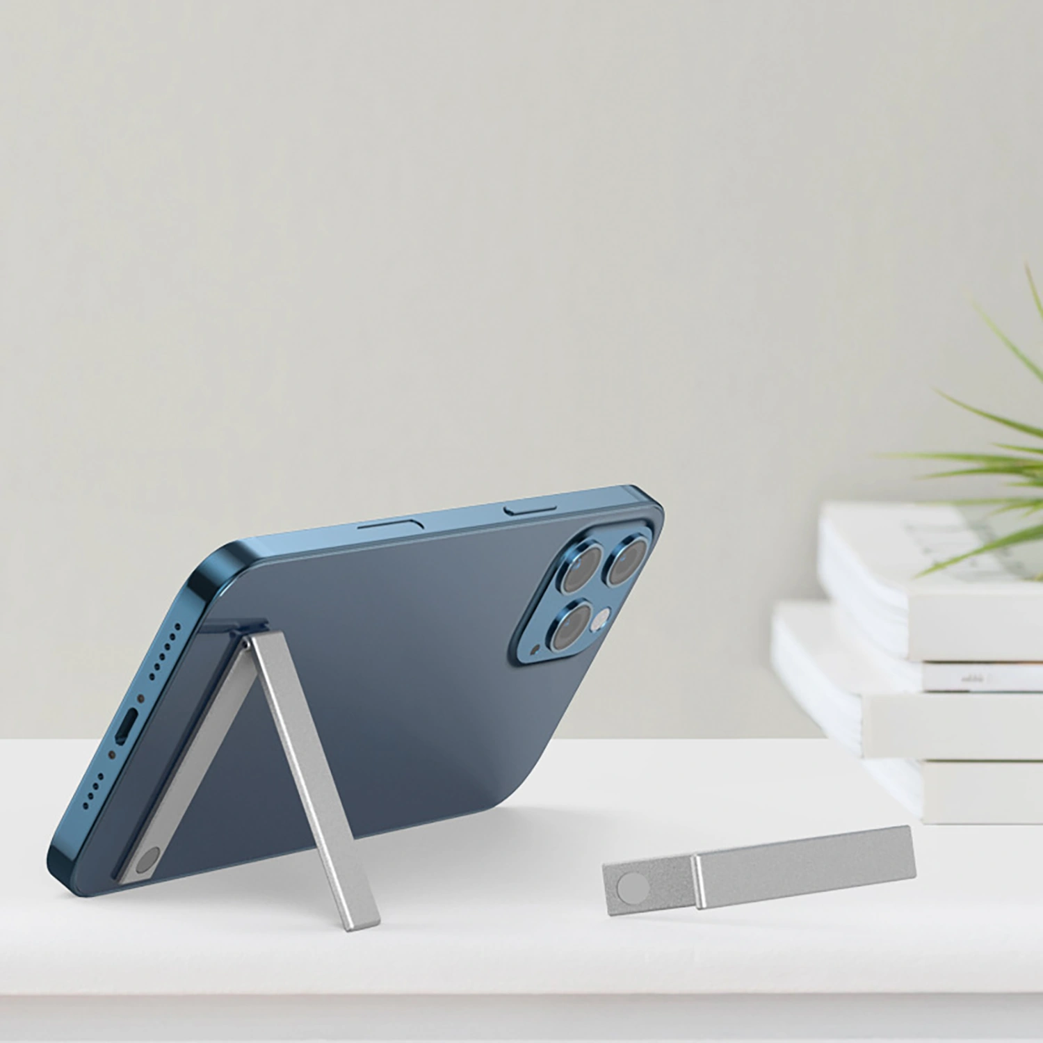 Magnetic Phone Holder Mini Portable Aluminum Alloy Ultra-thin Desk Mobile Phone Stand for Watching TV