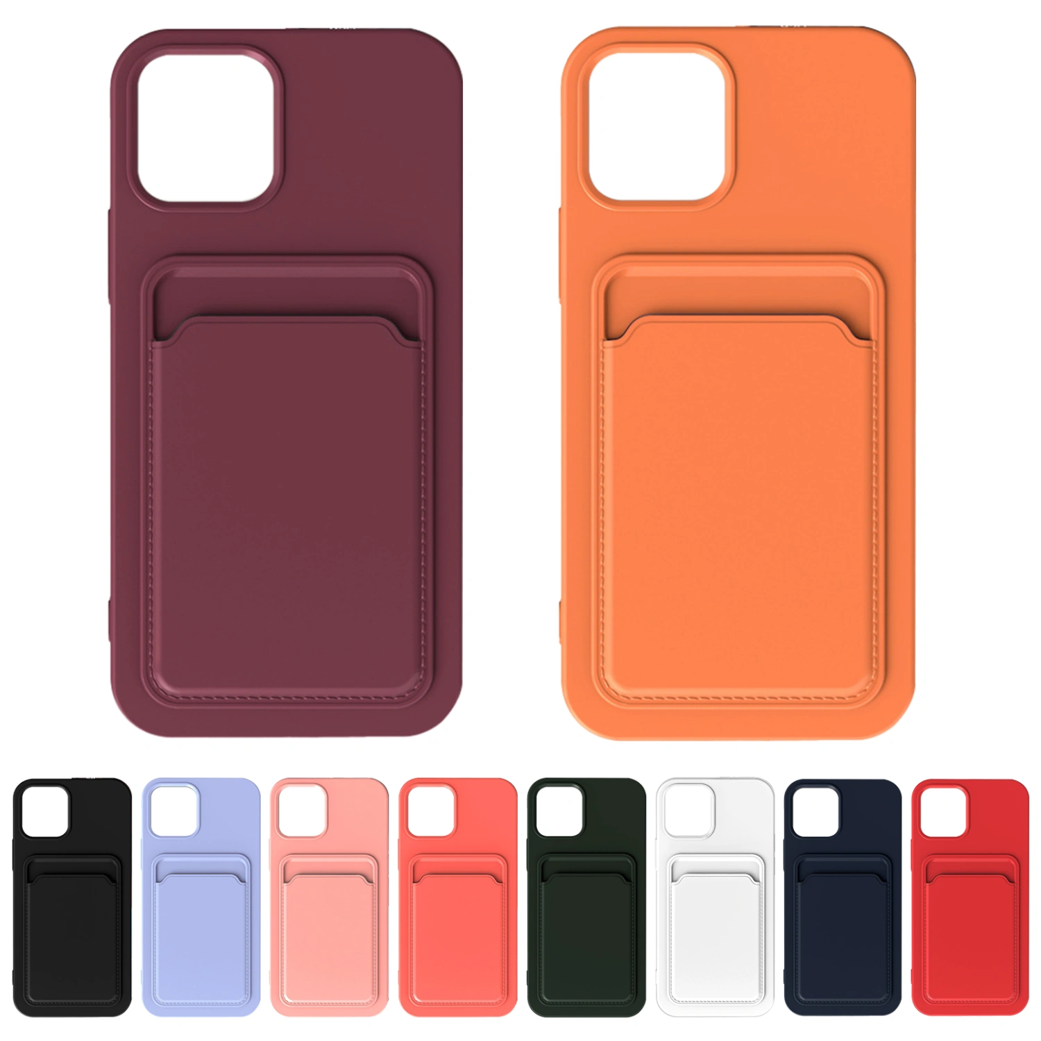 Phone Case Anti-fingerprint Smooth Surface TPU Phone Back Case with Card Holder for iPhone 13/13 Mini/13 Pro/13 Pro Max