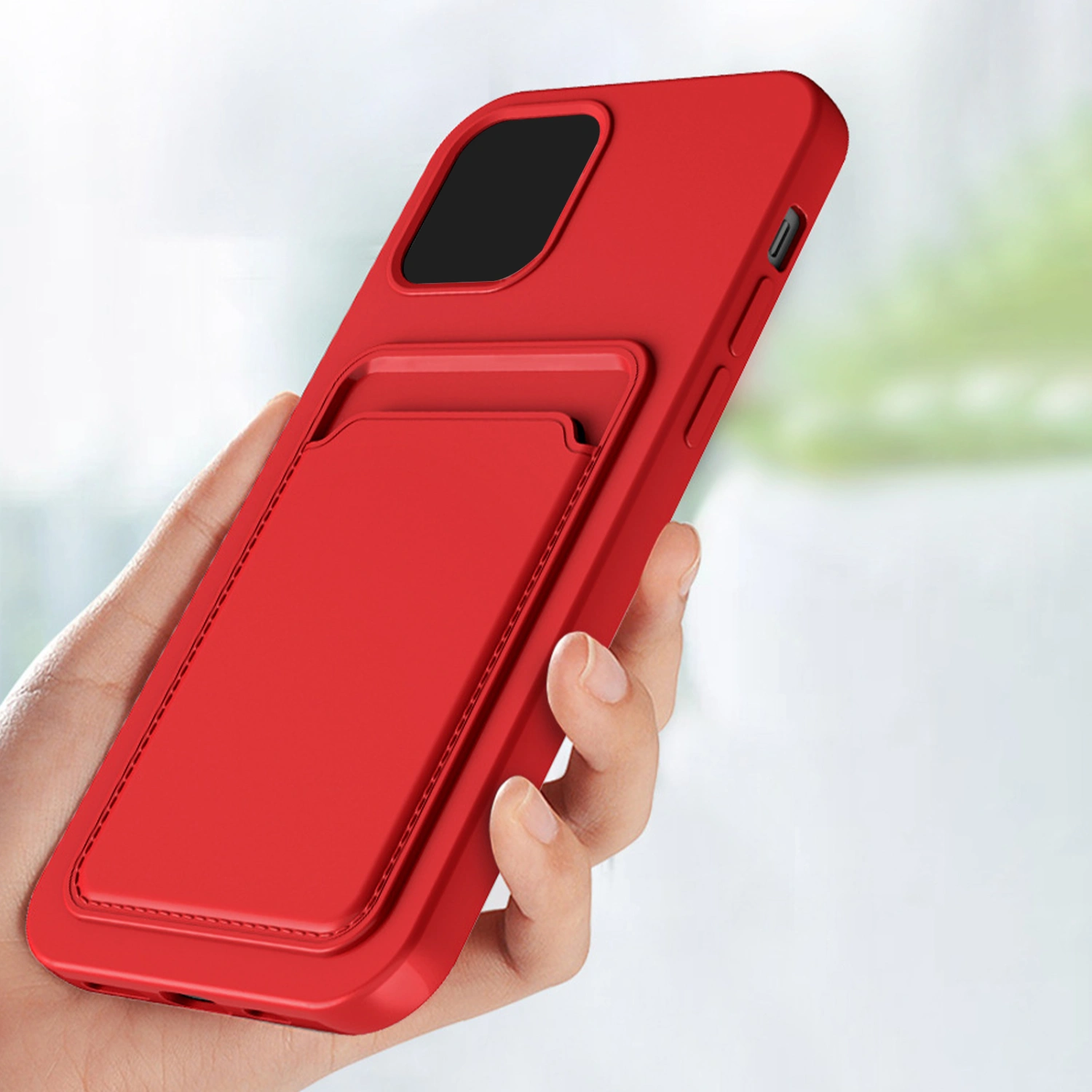Phone Case Anti-fingerprint Smooth Surface TPU Phone Back Case with Card Holder for iPhone 13/13 Mini/13 Pro/13 Pro Max