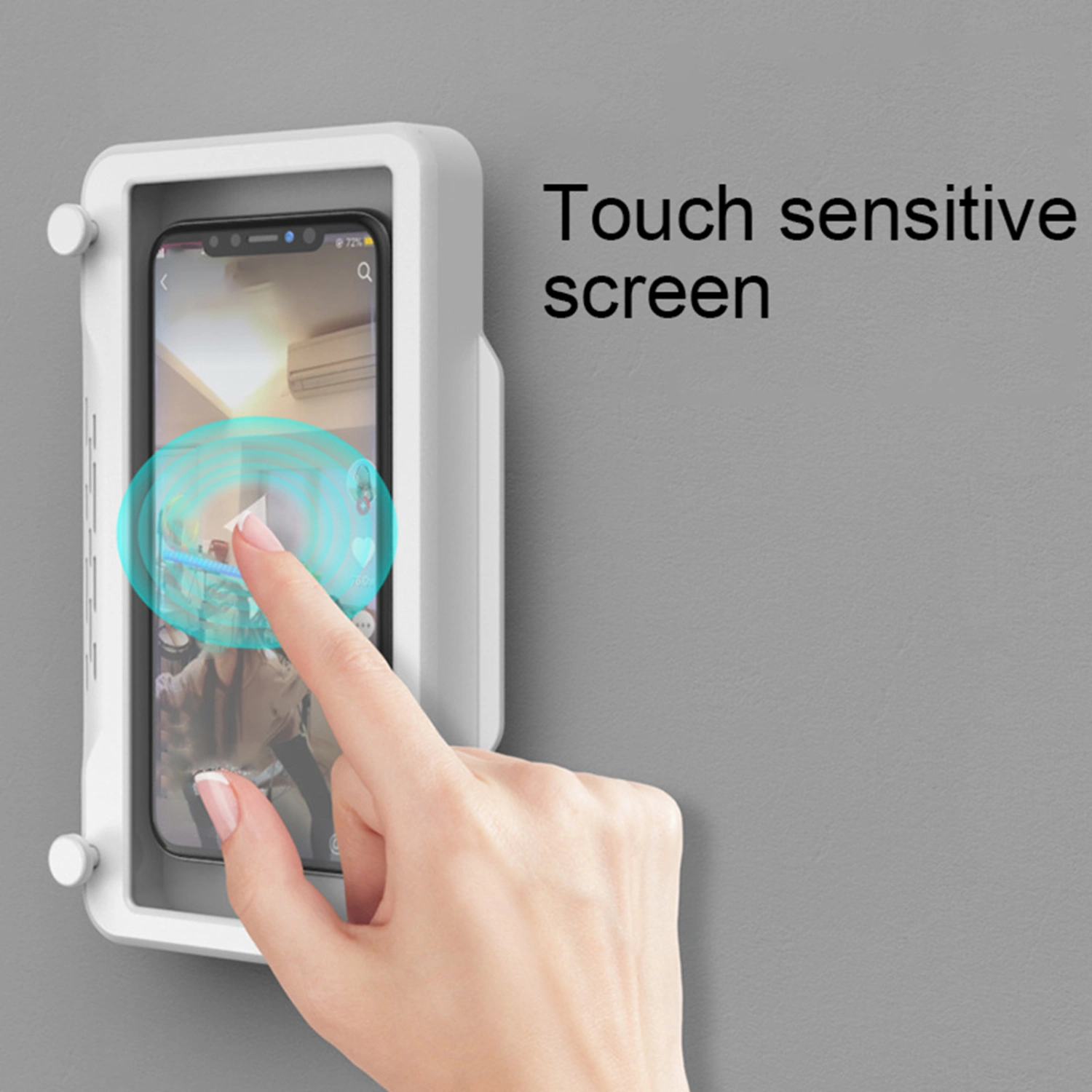 Mobile Phone Box Self-adhesive Touch Screen Waterproof Phone Shell Shower Sealing Storage Case for Home