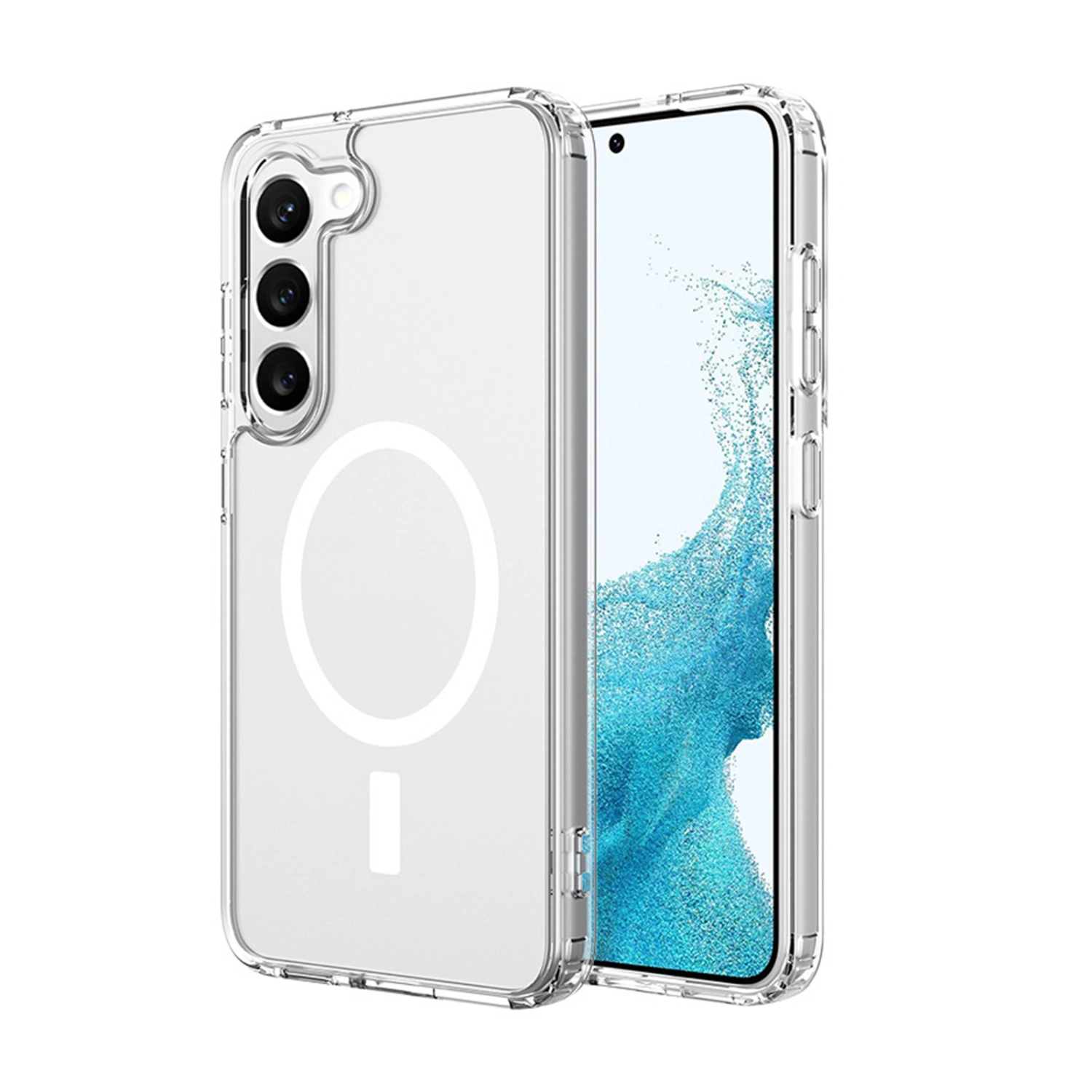 Mobile Phone Cover Anti-scratch Magnetic Adsorption Reinforced Corner Phone Protective Cover for Samsung-Galaxy S23 Ultra/S23/S23+