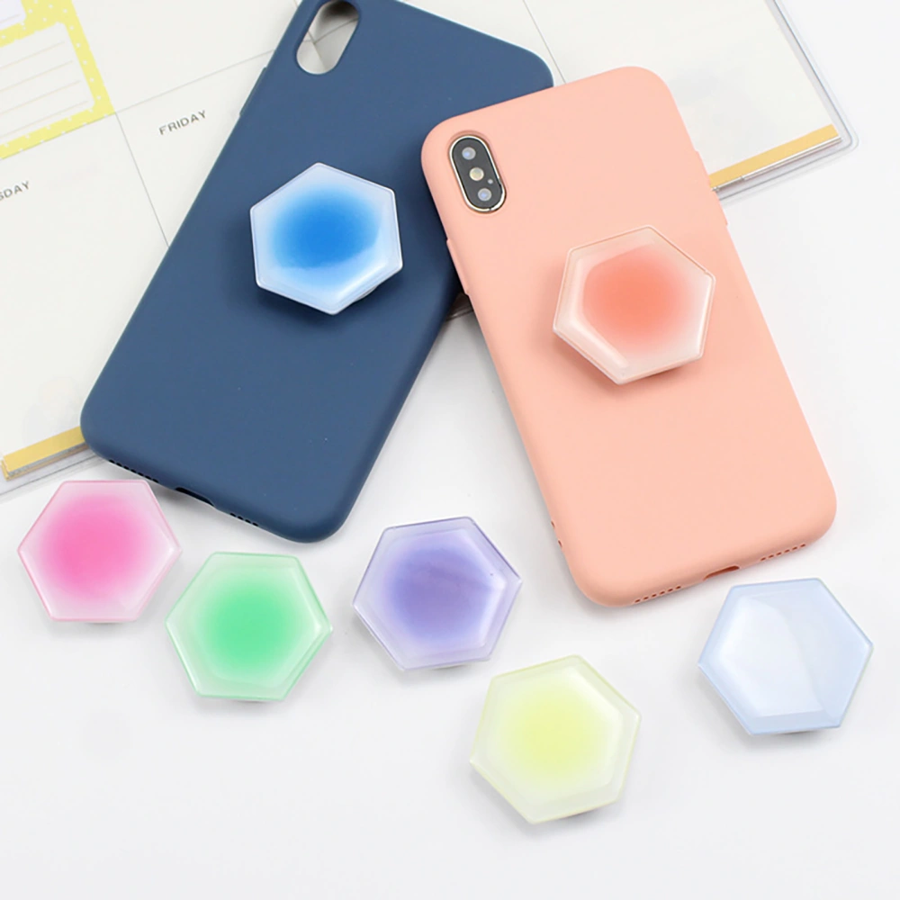 Mobile Phone Holder Hexagon Foldable Gradient Color Creative Sunset Phone Finger Ring Grip Tok for Desktop