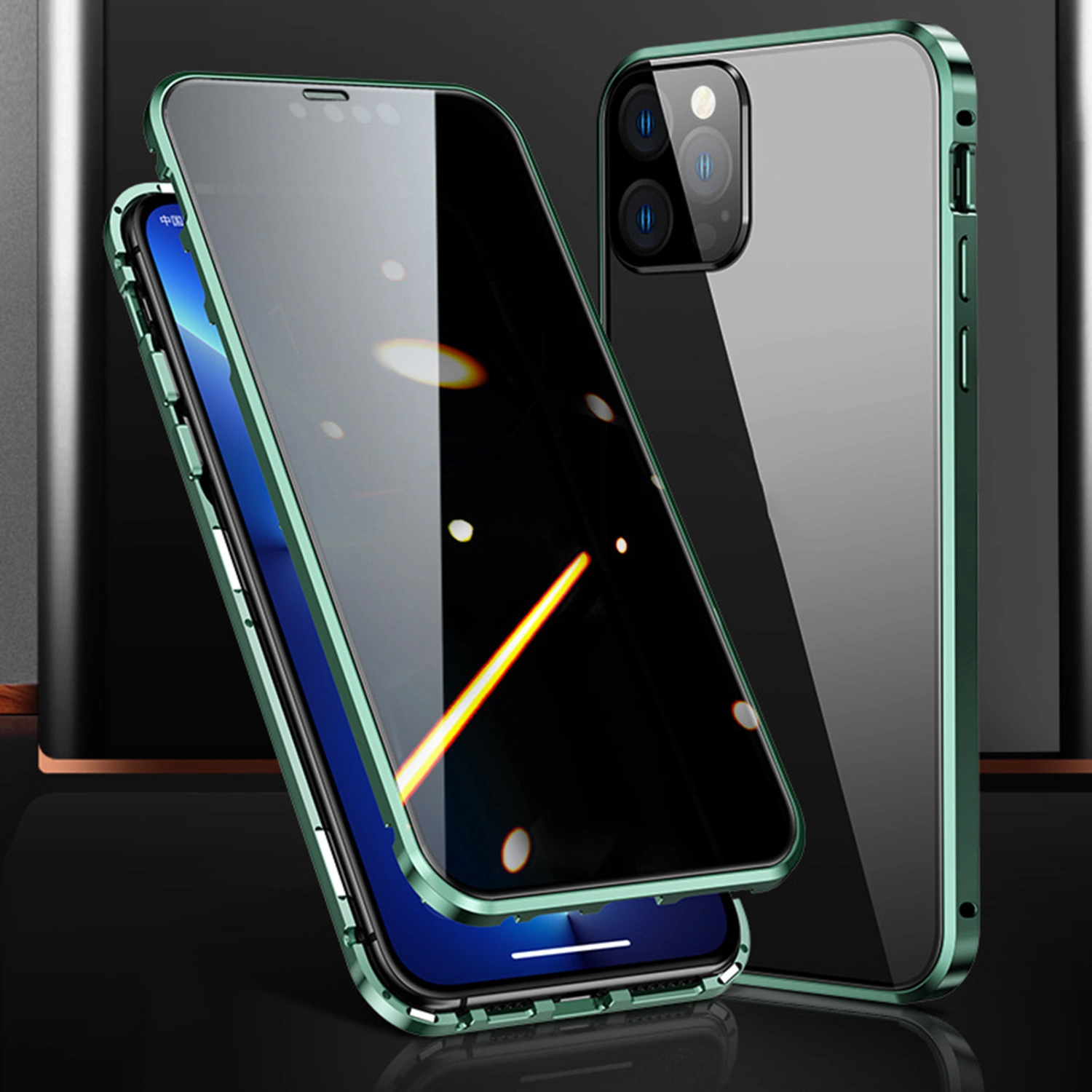 Phone Case Magnetic Anti-peeping Full Coverage Double-sided High Clarity Screen Protector Tempered Glass Heavy Duty Mobile Phone Protection Case for iPhone 13 Mini Pro 14 Pro Max Plus