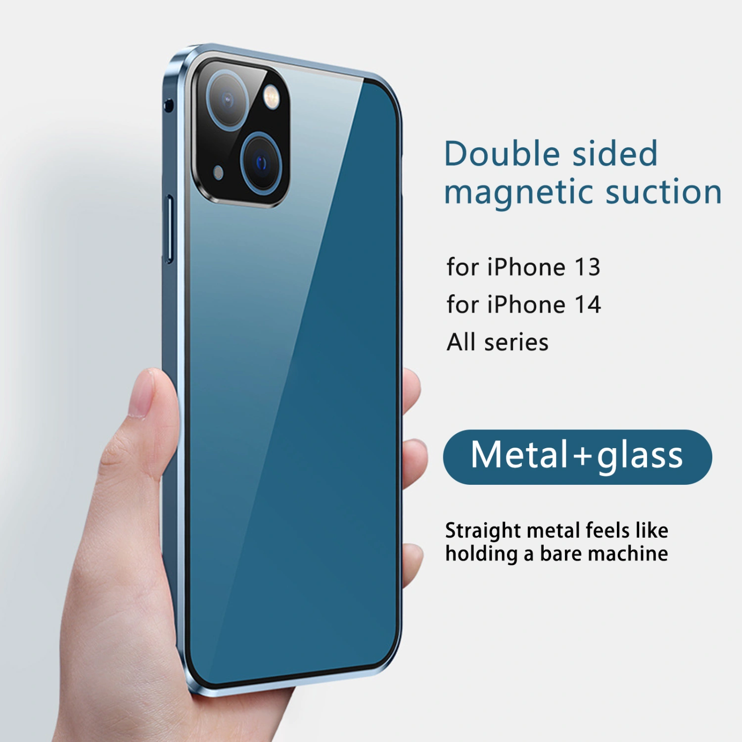 Phone Case Magnetic Anti-peeping Full Coverage Double-sided High Clarity Screen Protector Tempered Glass Heavy Duty Mobile Phone Protection Case for iPhone 13 Mini Pro 14 Pro Max Plus