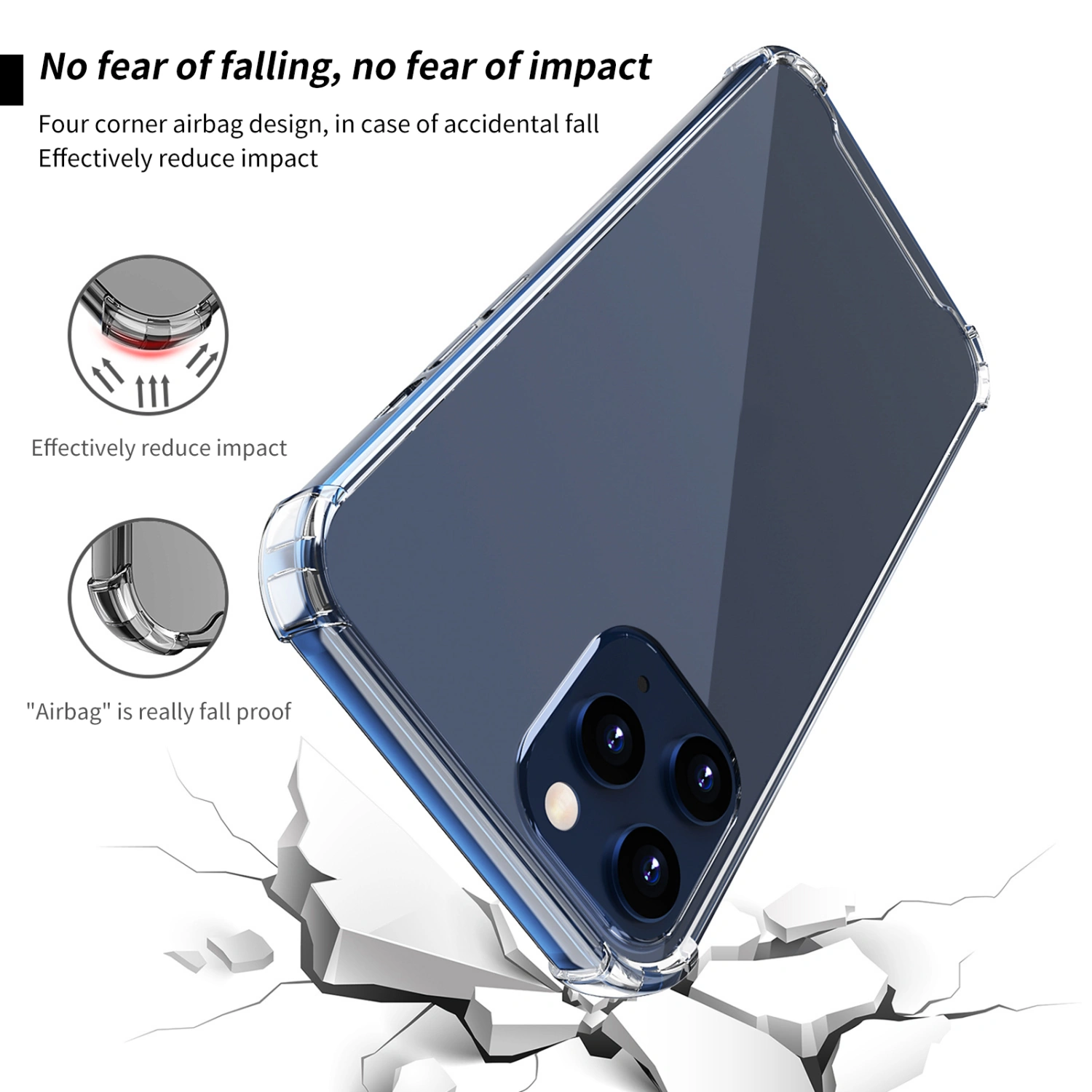 Phone Case Full Protective Magnetic TPU Reinforced Corner Shockproof Phone Shell for iPhone 12/12 Pro