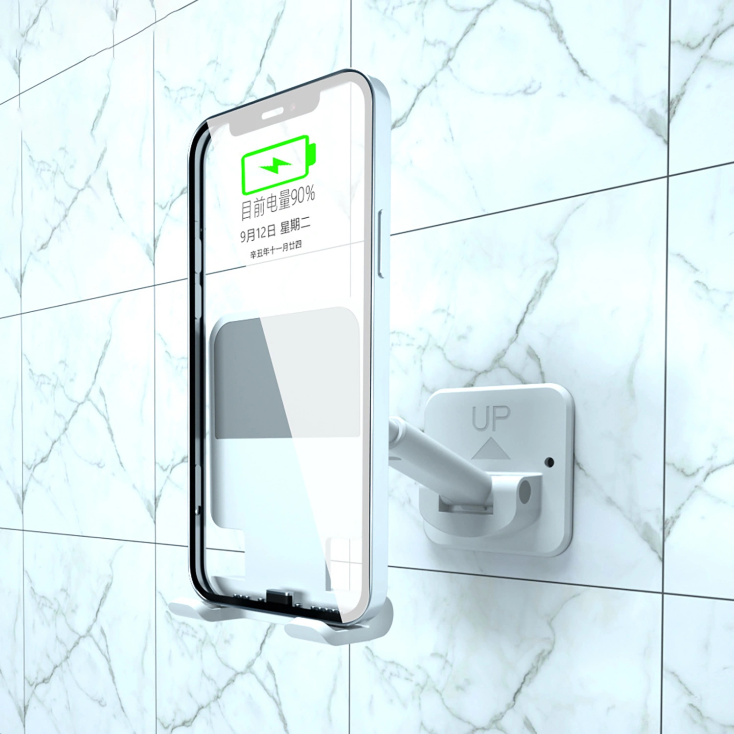 Mobile Phone Holder Multifunctional Self-adhesive Punch-free Wall Mounted Cell Phone Support Bracket for Bathroom