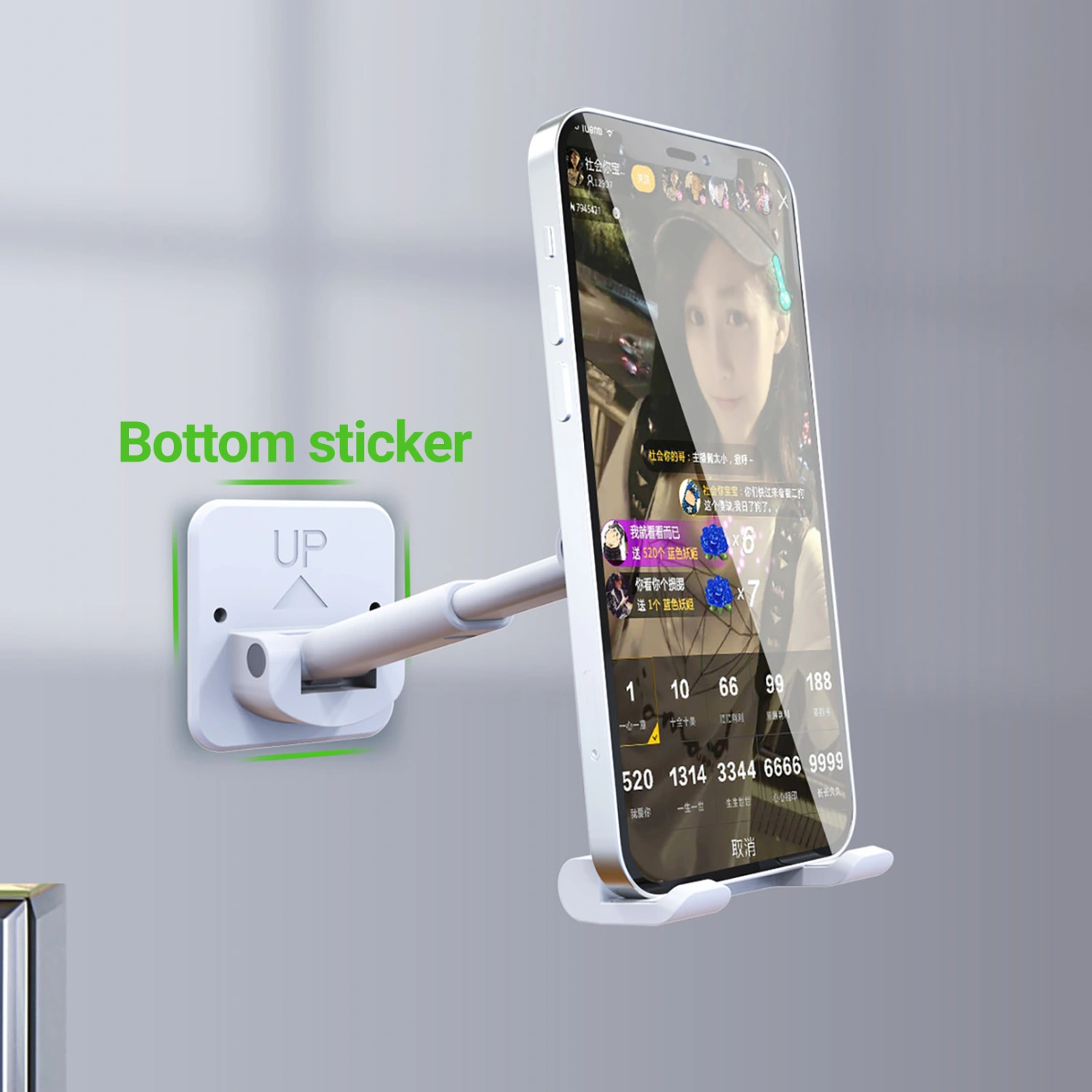 Mobile Phone Holder Multifunctional Self-adhesive Punch-free Wall Mounted Cell Phone Support Bracket for Bathroom