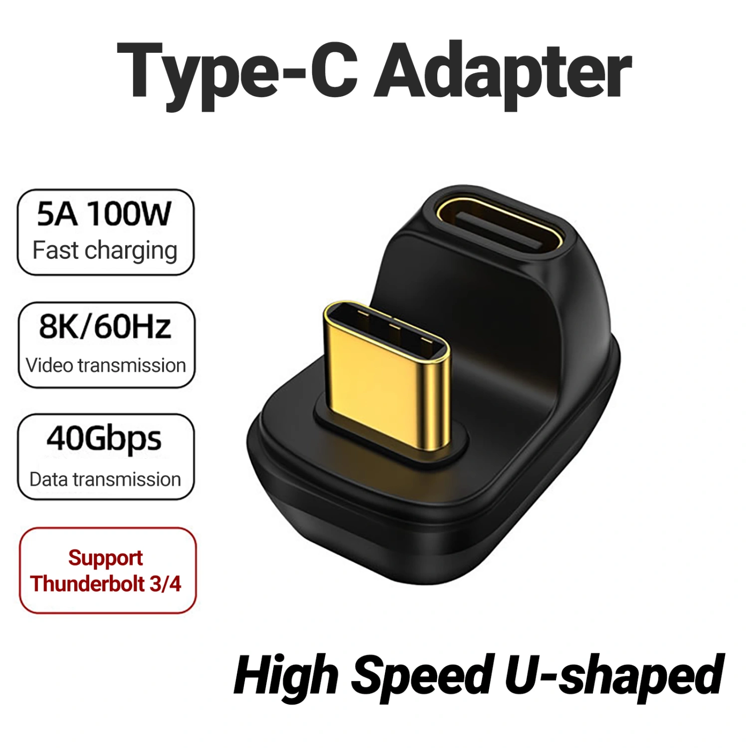 Type-C Adapter Portable High Speed U-shaped Angled/90 Degree Right Angle USB 3.1 Type-C Male to Female OTG Converter Connector for Mobile Phone 