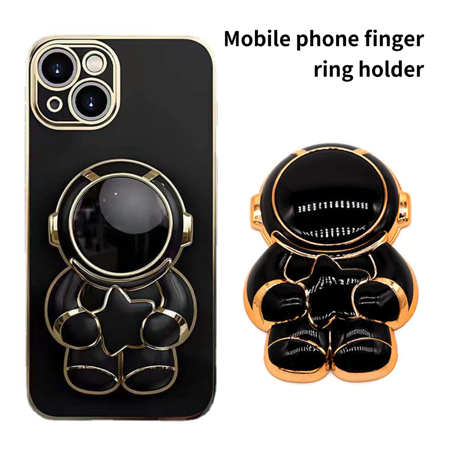 Mobile Phone Holder Multifunctional Self-adhesive Non-slip Universal Space-saving Smartphone Support Portable 3D Cartoon Spaceman Phone Finger Stand for Watching TV