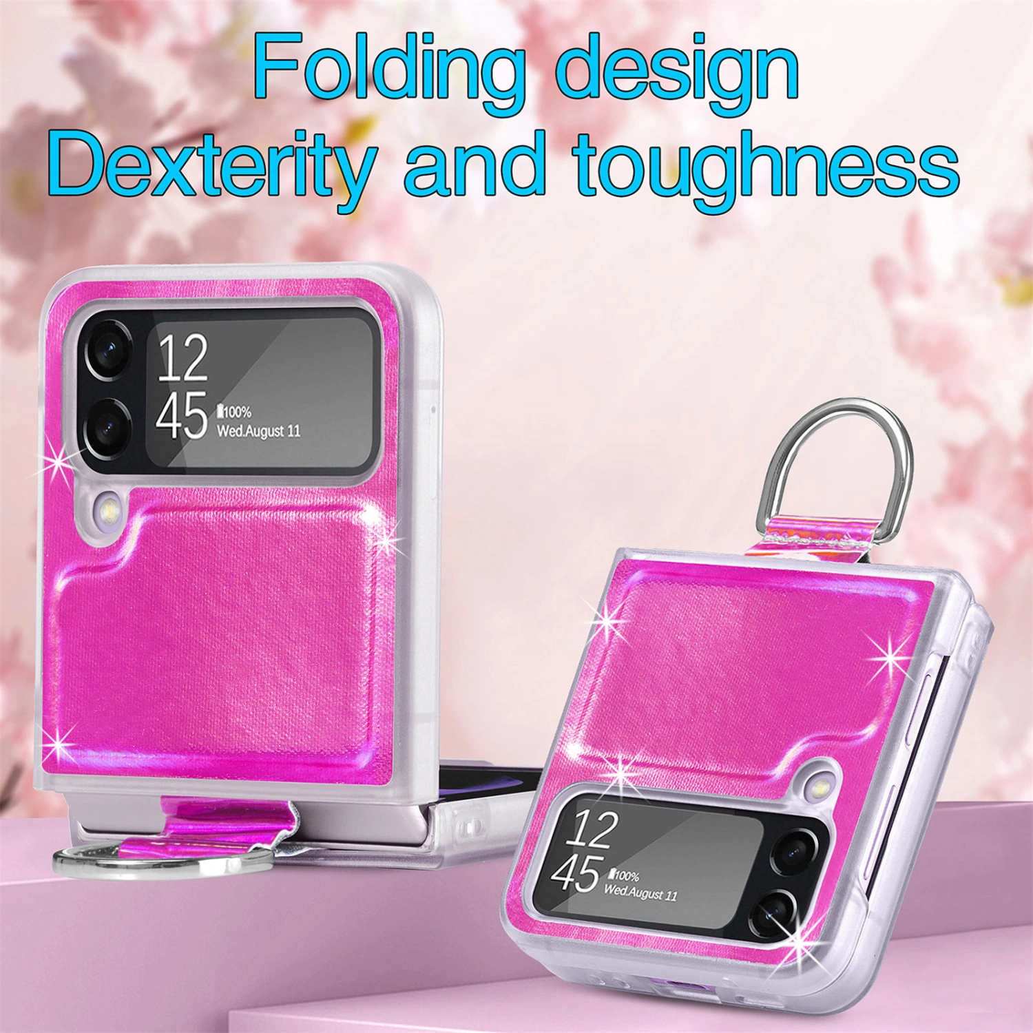 Case for Samsung Galaxy Z Flip4 Cover Folding Phone Cover with Ring Lanyard Shockproof Protector for Samsung Galaxy Z Flip 4