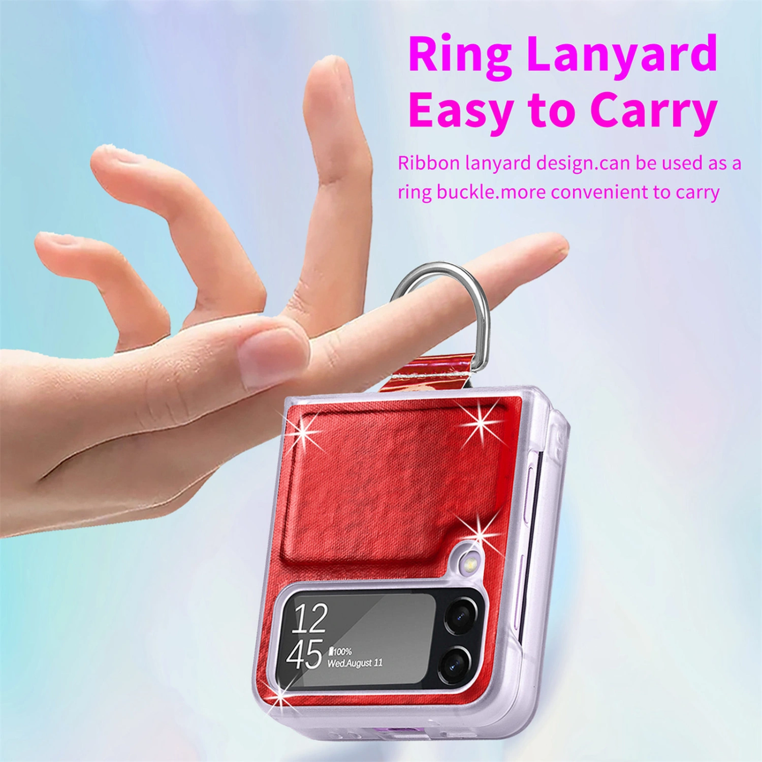 Case for Samsung Galaxy Z Flip4 Cover Folding Phone Cover with Ring Lanyard Shockproof Protector for Samsung Galaxy Z Flip 4