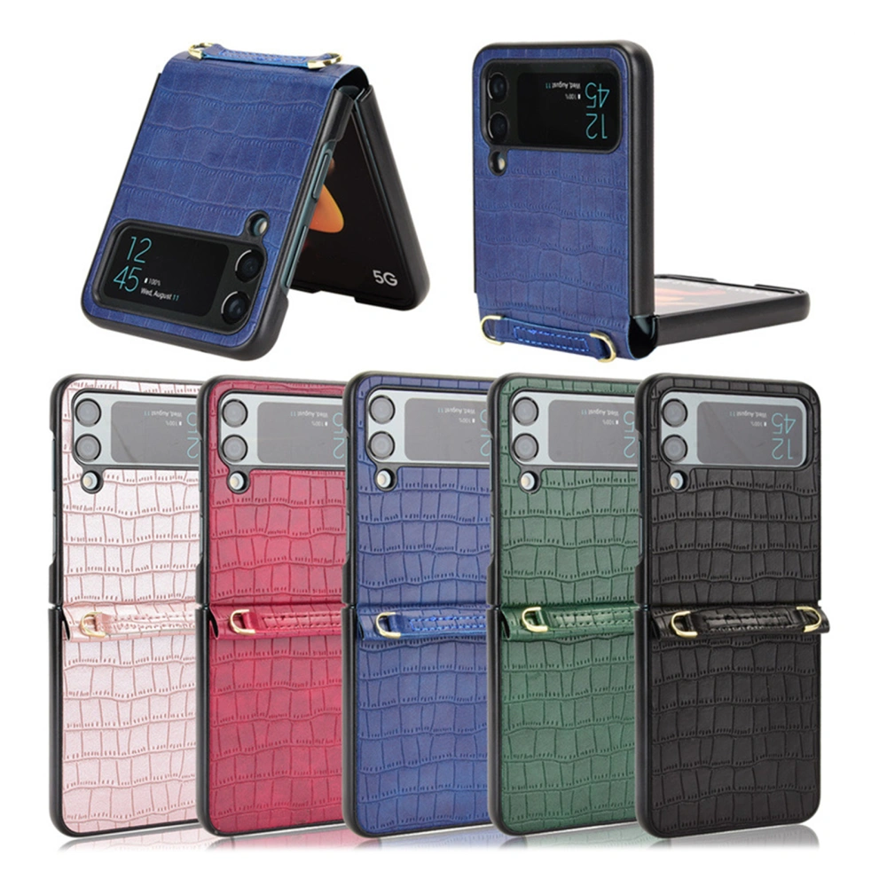 1 Set Case for Samsung Galaxy Z Flip4 Case Hinge Protection Folding Phone Cover with Lanyard for Samsung Galaxy Z Flip 4