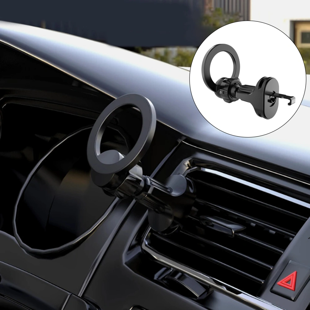 Car Phone Holder Magnetic 360 Degree Rotatable Adjustable Angle Space-saving Stable Navigation Universal Round Air Outlet Mobile Phone Mount Stand Auto Accessories