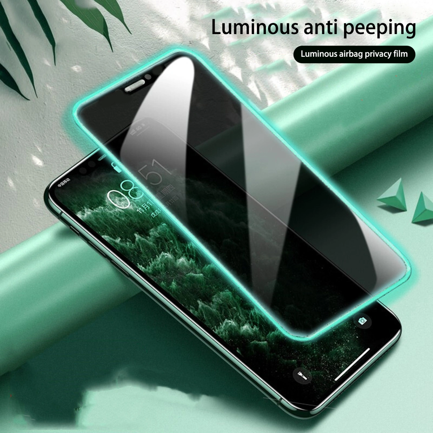 Phone Tempered Glass Luminous High Clarity Anti-scratch Explosion-proof Anti-fingerprint Anti-spy Ultra-thin Phone Screen Privacy Protective Front Film for iPhone 14 Pro Plus Pro Max