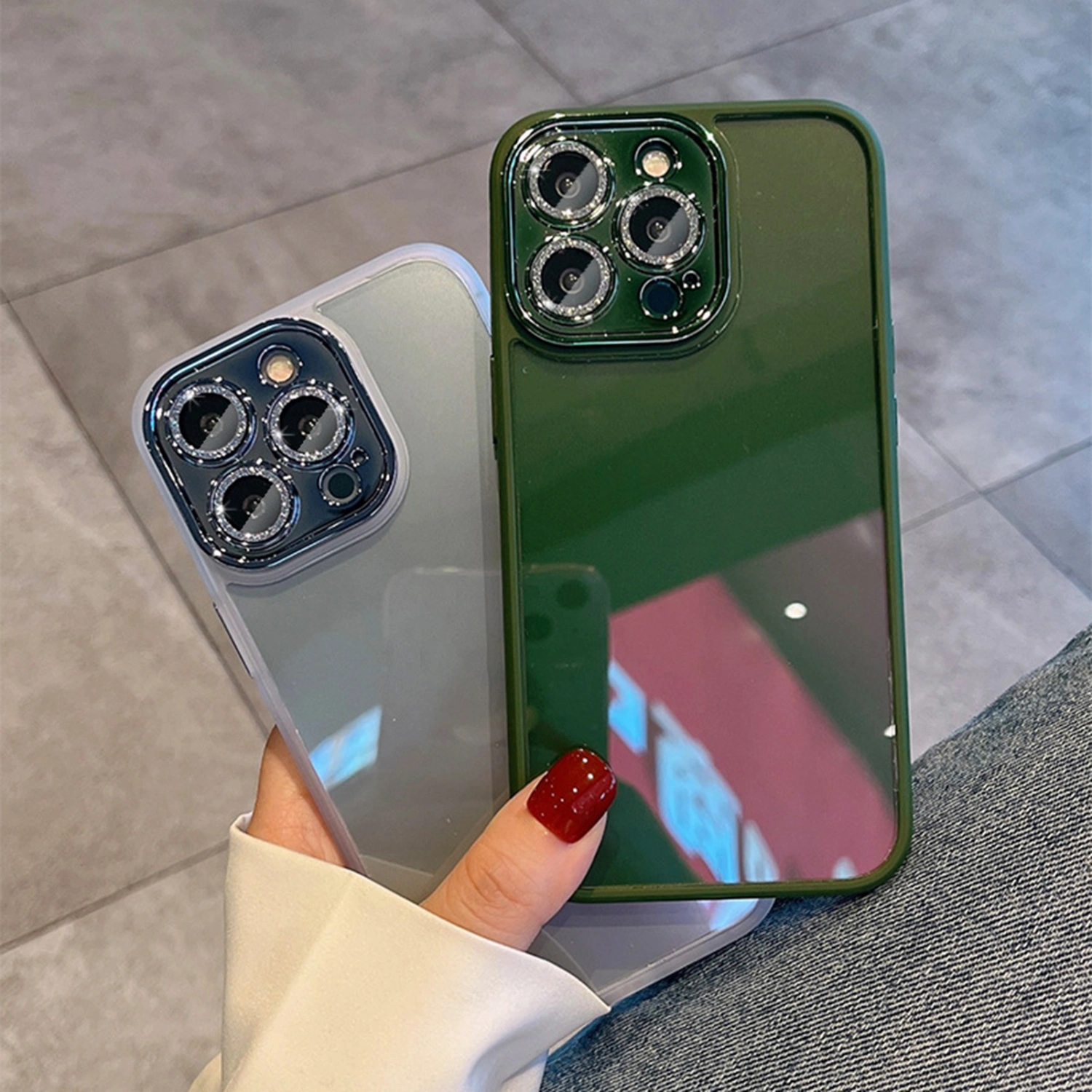 Phone Case Anti-fingerprint Glitter Anti-shock Anti-fall 360-degree Protection Self-contained Lens Film Phone Back Cover for iPhone 14Pro/14Pro Max