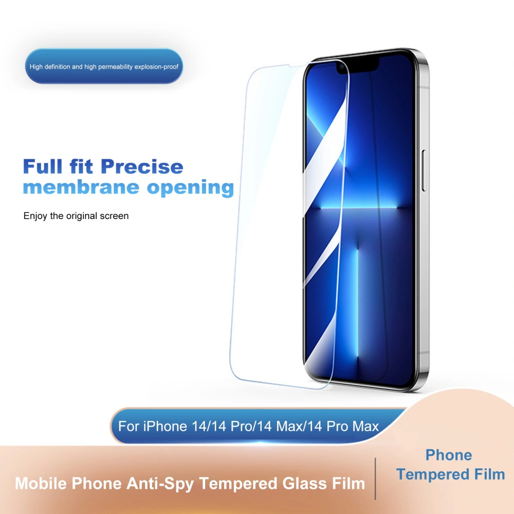 Phone Screen Protector Oleophobic High-definition Display 9H Hardness Hydrophobic Anti-scratch Mobile Phone Anti-Spy Tempered Glass Film for iPhone 14/14 Pro/14 Max/14 Pro Max