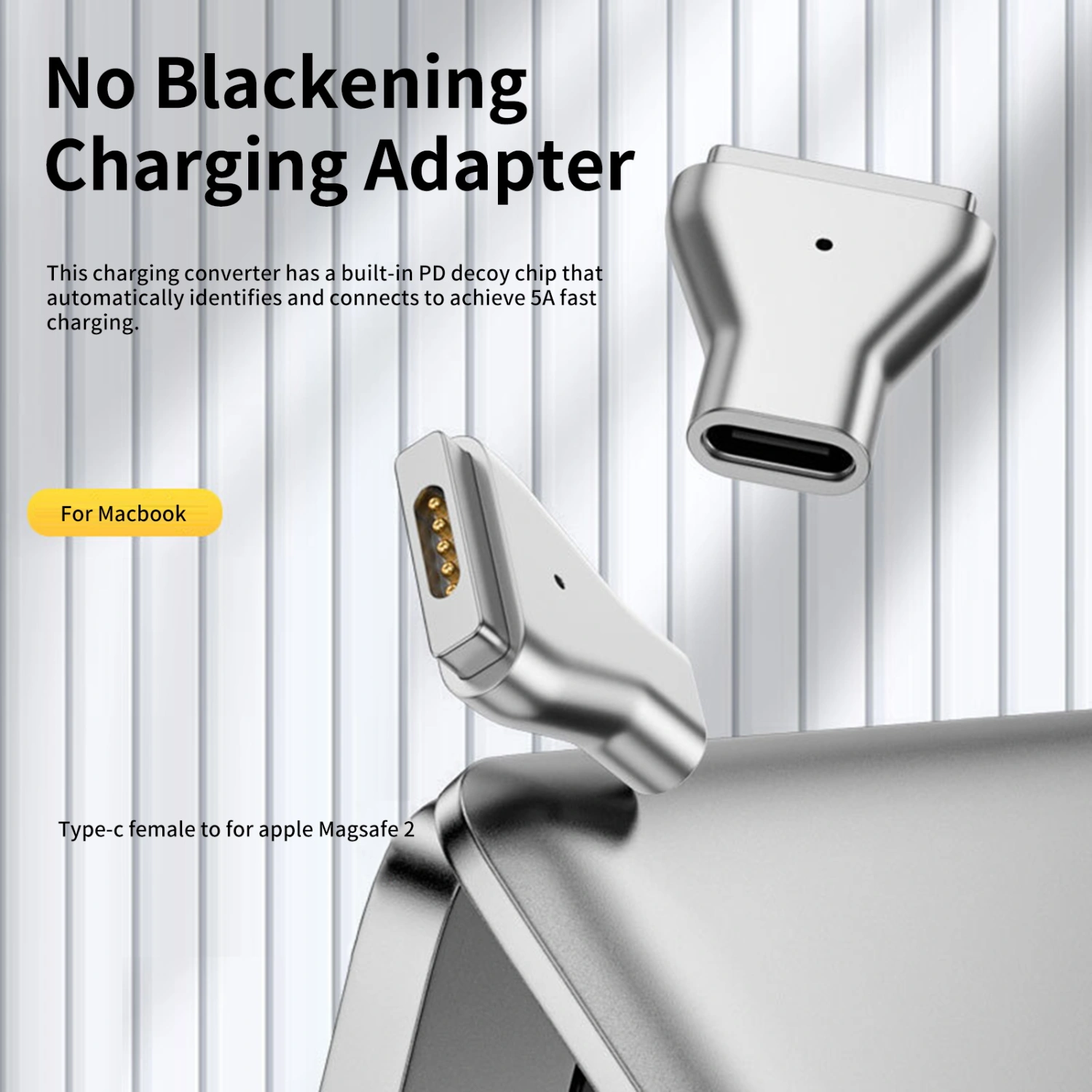 Tablet Charging Adapter Type-C Female Magnetic Suction Built-in PD Decoy Chip 5A T-Head Laptop Charging Adapter for MacBook