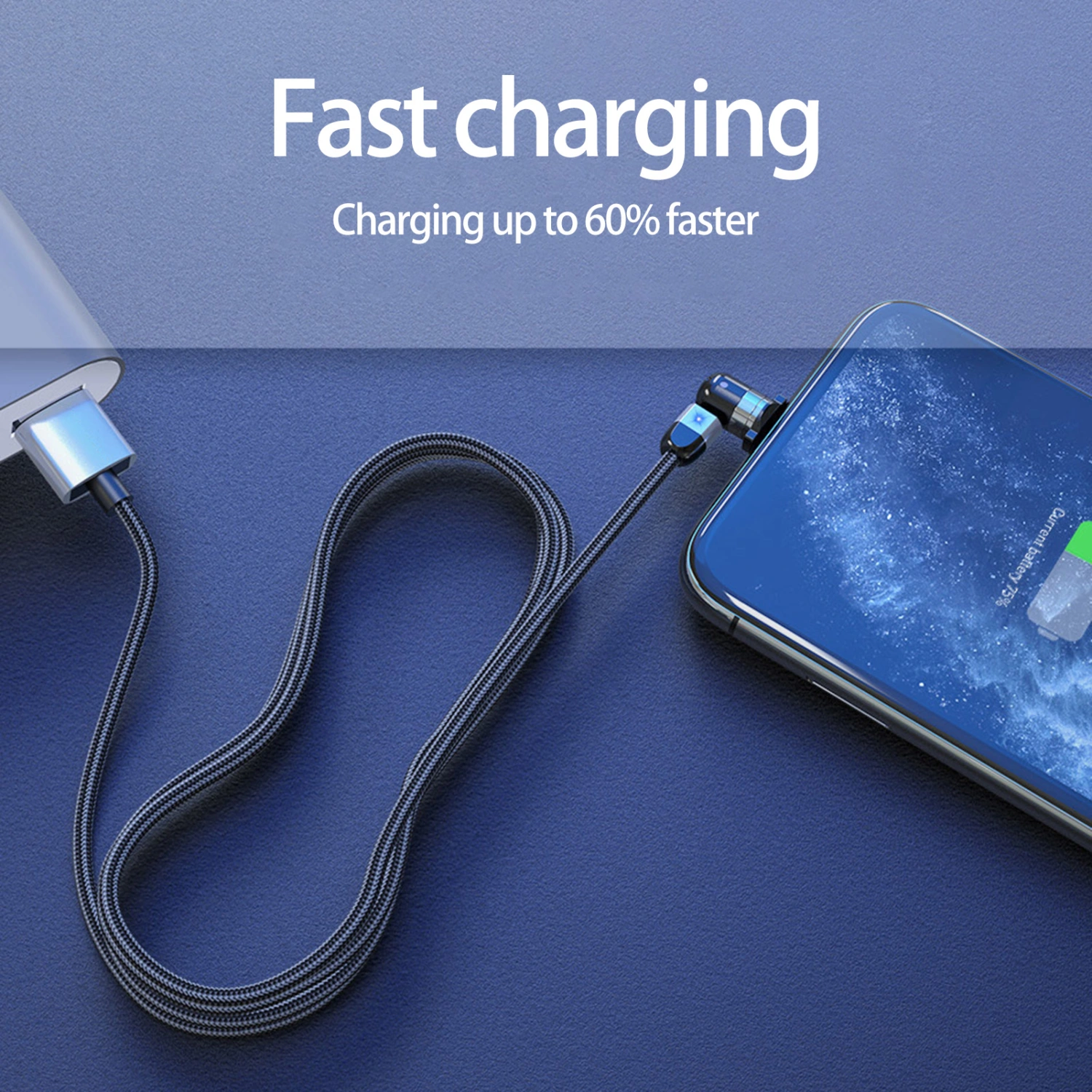 1 Set Data Cable Strong Adsorption Stable Connection 2.4A 3 in 1 8-pin Micro USB Type-C Magnetic Charging Cable Home Use