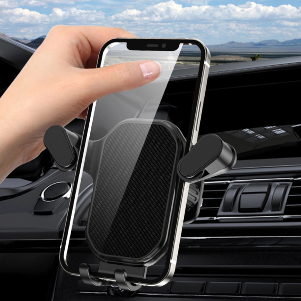 1 Set Car Phone Holder Curved Recess Design Stable Support No Button Blocking Firmly Fixed High Strength Car Navigation Bracket Car Accessory