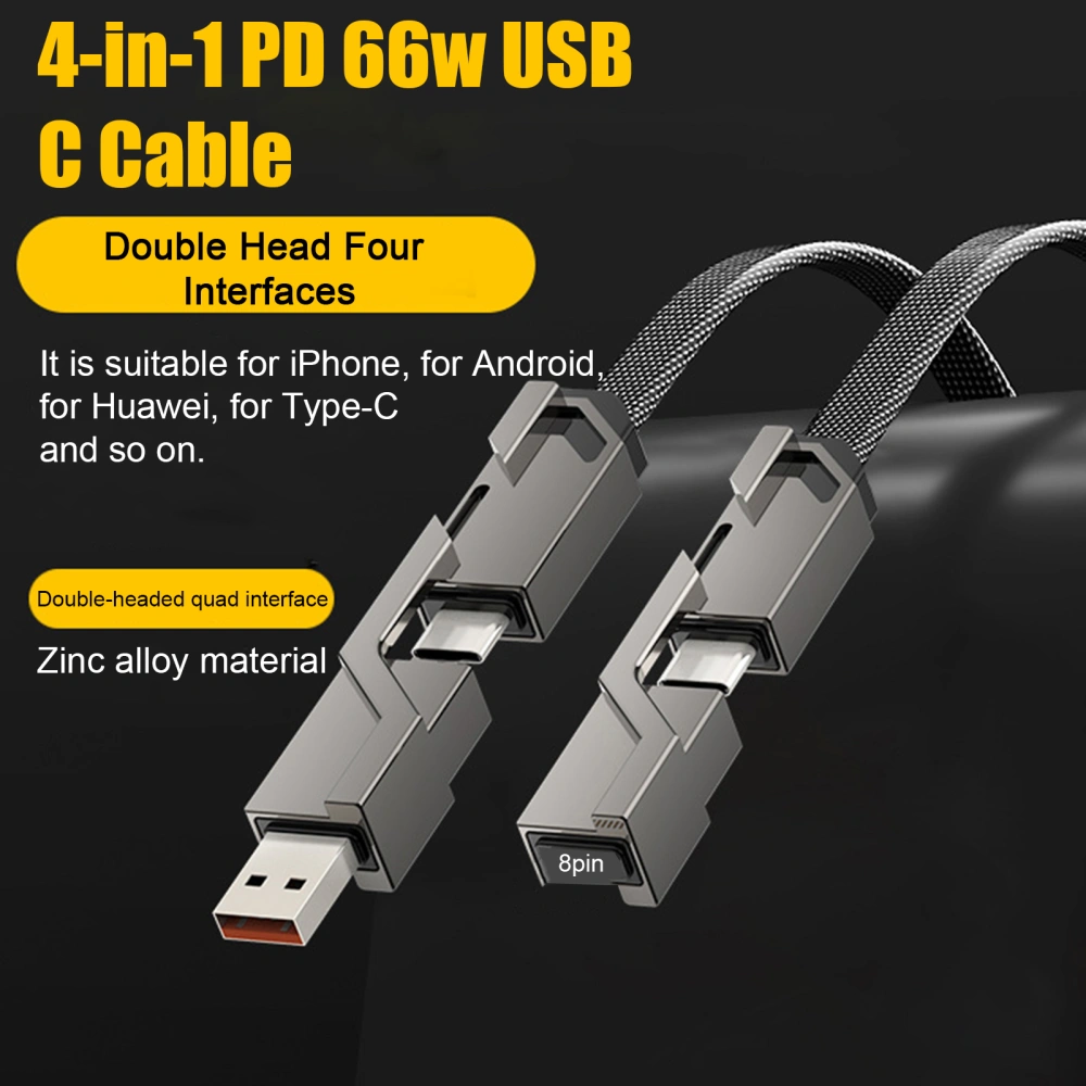 Charging Cable Four Interfaces High-speed Transmission Fast Charging Plug Play 4-in-1 PD 66W USB C Cable Mobile Phone Accessories