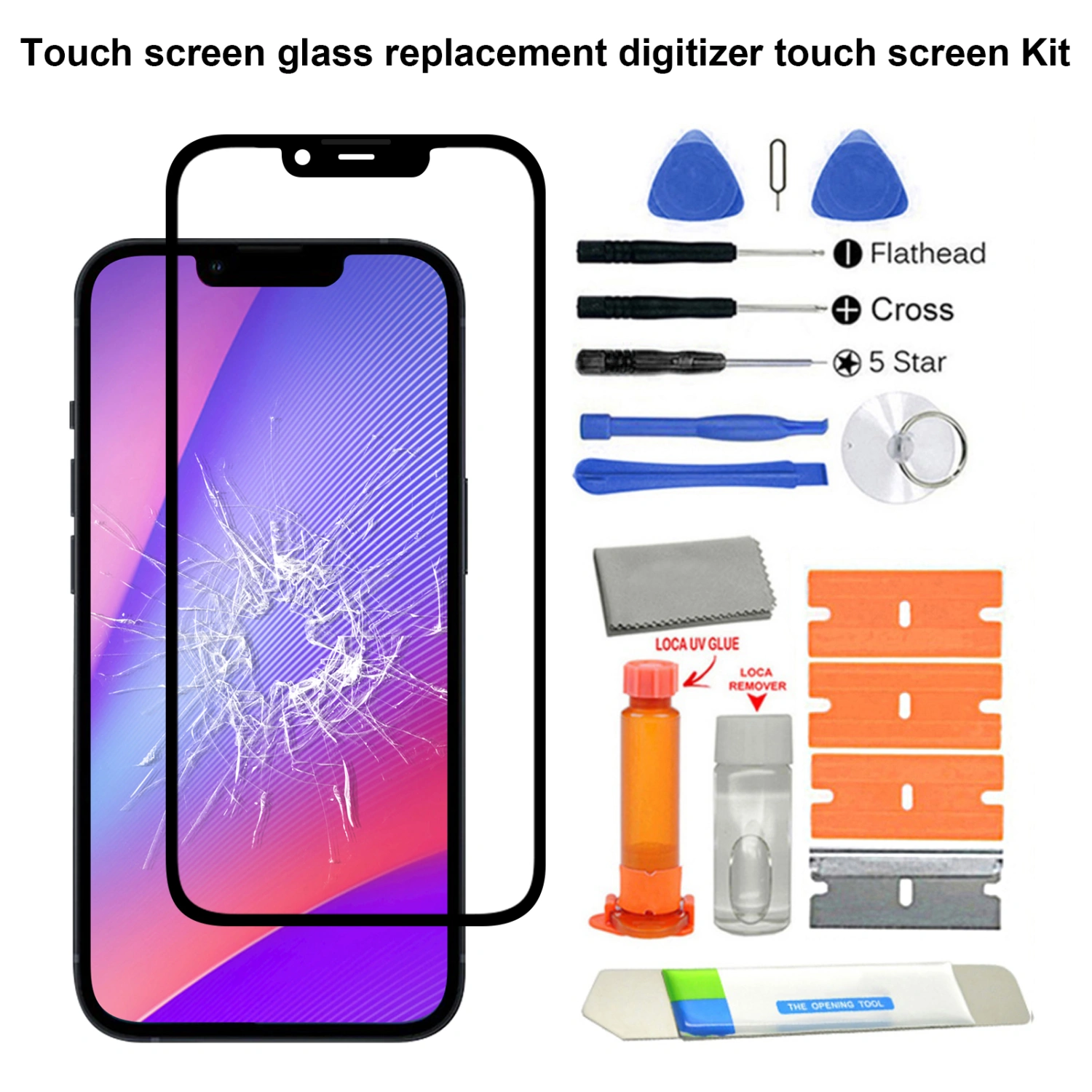Ultra-thin Phone Front Glass Lens Screen Digitizer Replacement for iPhone 13/13 Mini/13 Pro/13 Pro Max