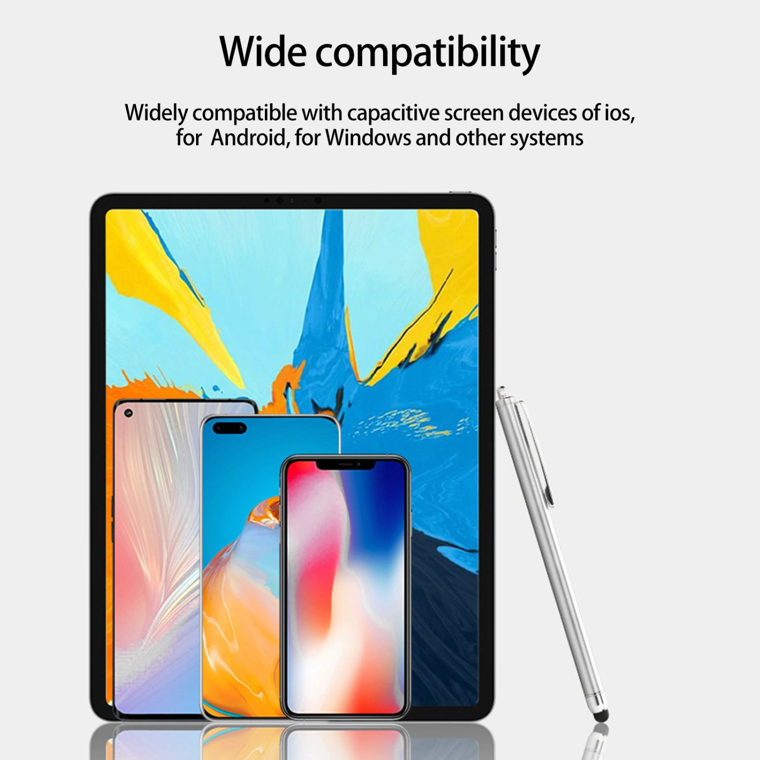 Capacitive Pen Universal Sensitive Touch No Delay Comfortable Grip Replaceable Nib Writing Portable Smart Phone Tablet PC Stylus Pens for iOS/for Android