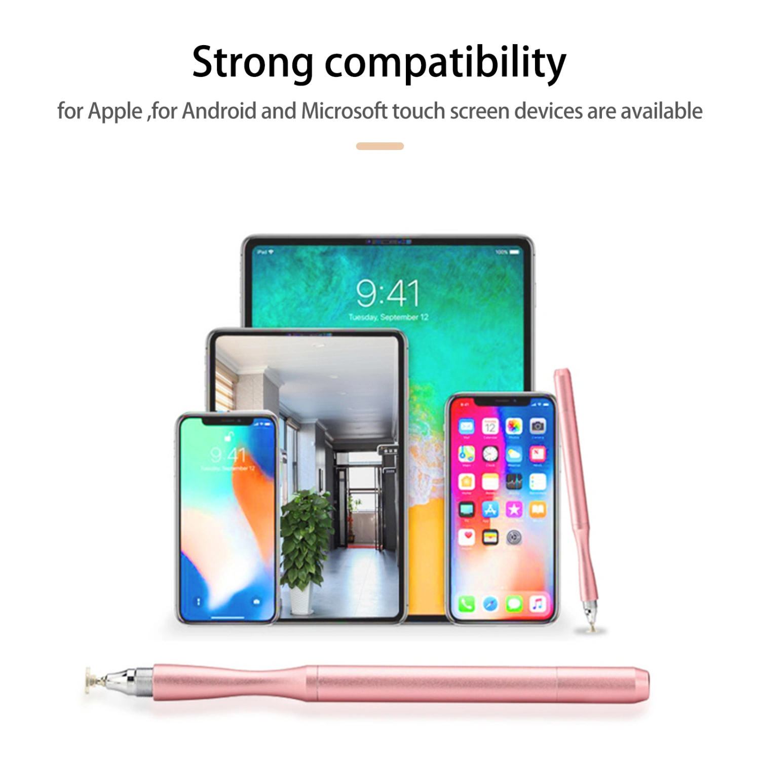 Capacitive Pen Double Head Design Sensitive Touch No Latency Comfortable Grip Replaceable Nib Drawing Universal Phone Tablet Touch Screen Stylus Pen for Office