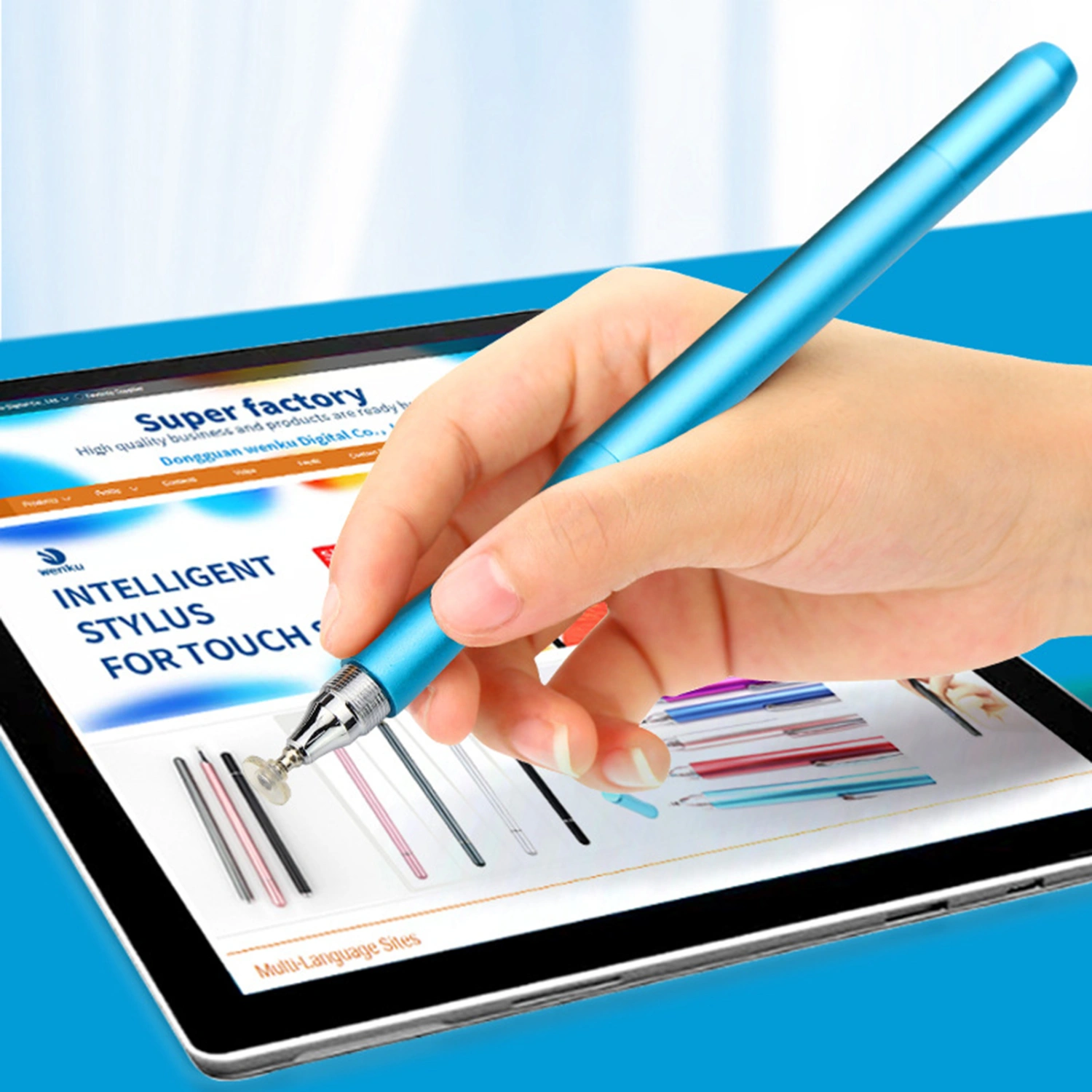 Capacitive Pen Double Head Design Sensitive Touch No Latency Comfortable Grip Replaceable Nib Drawing Universal Phone Tablet Touch Screen Stylus Pen for Office