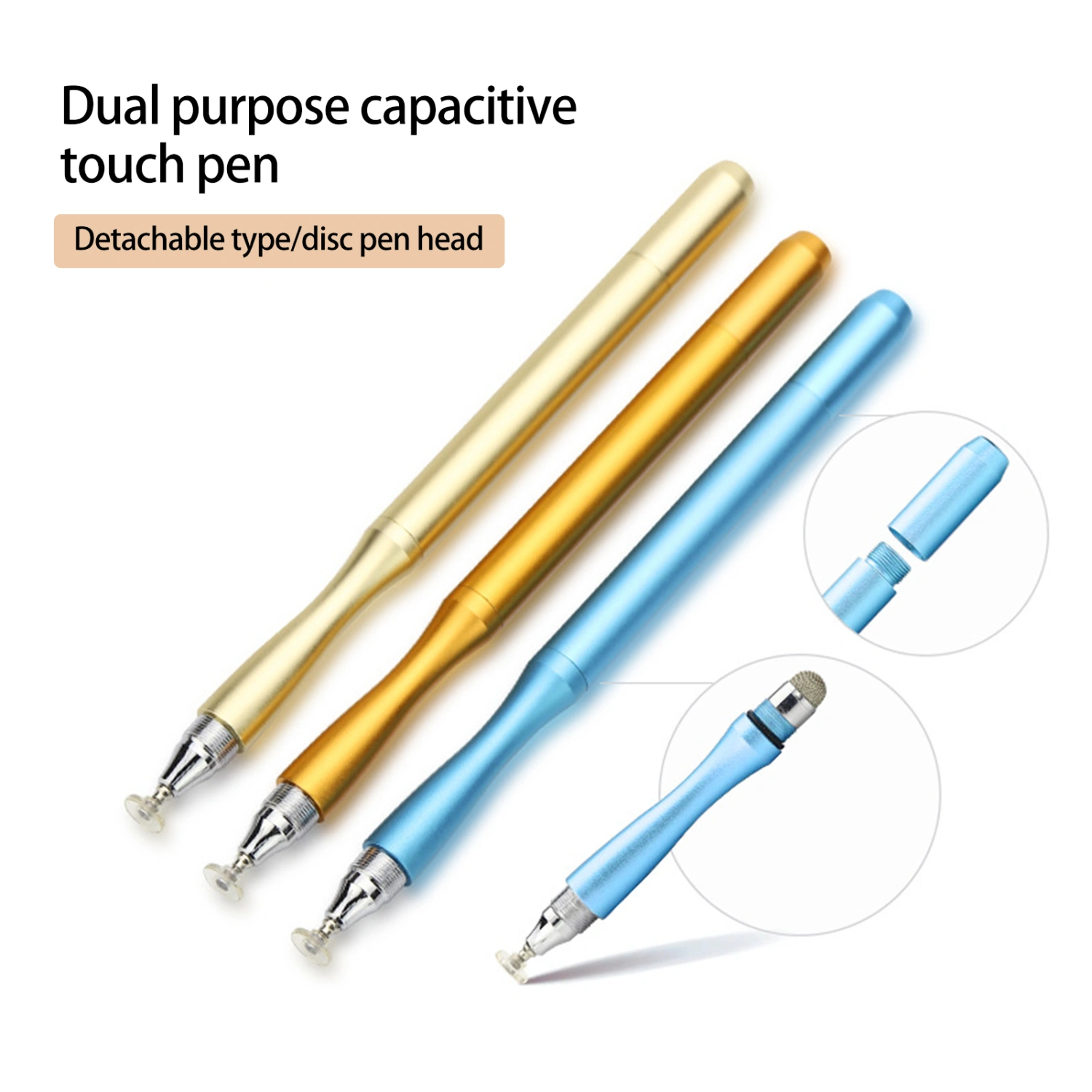 Capacitive Pen Double Head Design Sensitive Touch No Latency Comfortable Grip Replaceable Nib Drawing Universal Phone Tablet Touch Screen Stylus Pen for Office