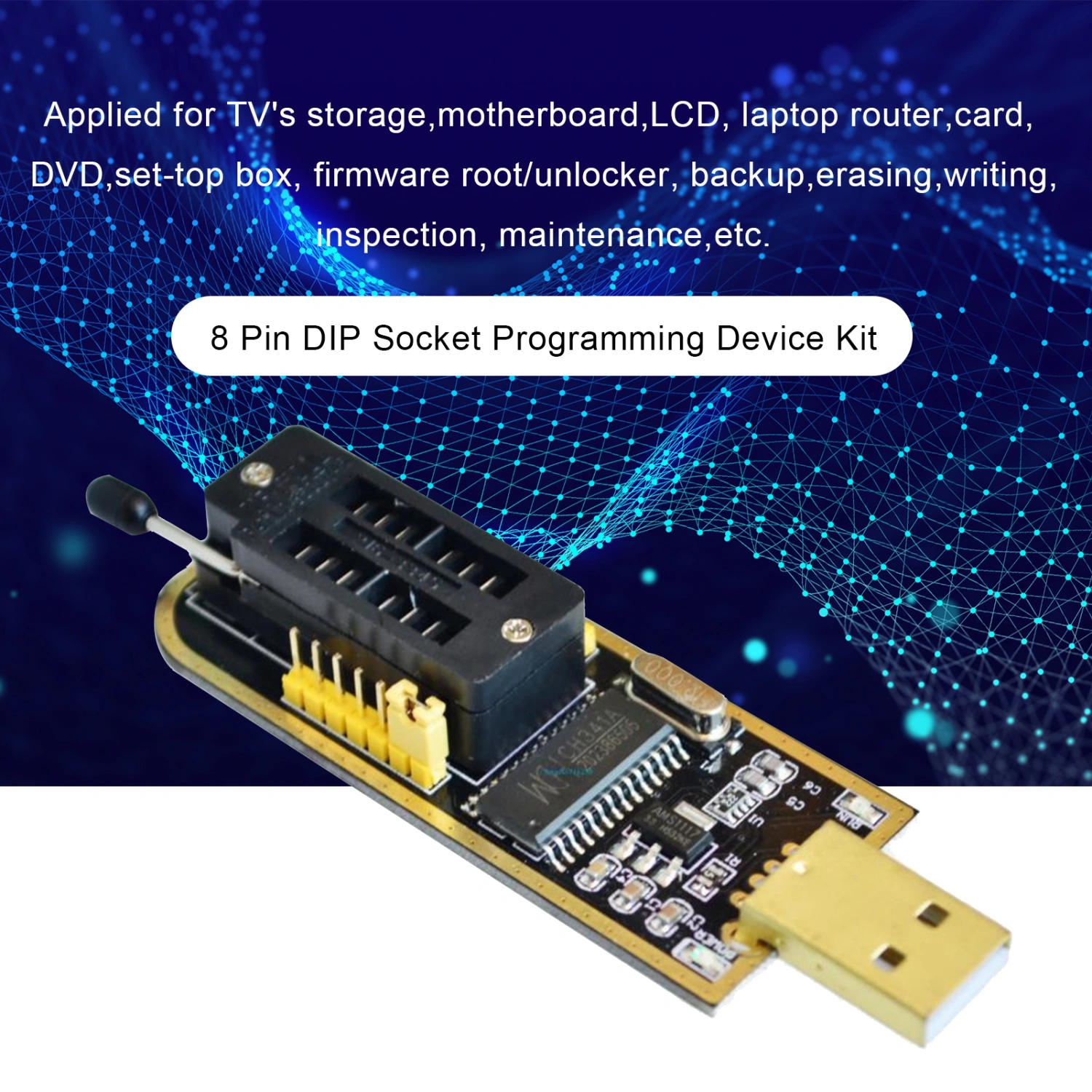 1 Set CH341A Programmer Supported 5V/3.3V Output Available with 506MA Resettable Fuses Supporting USB to TTL Stable CH341A Chip SOP8 BIOS Clip Office Supply