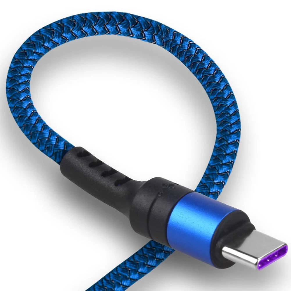 Type-C 5A Super Fast Charging Phone Braided Data Cable for Huawei Mate10 P20