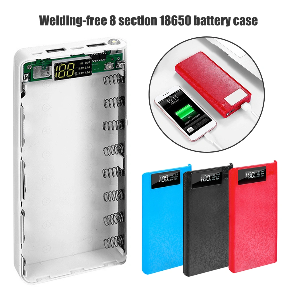 Portable 18650 Battery Charger USB Type-C LCD Display DIY Mobile Power Bank Case