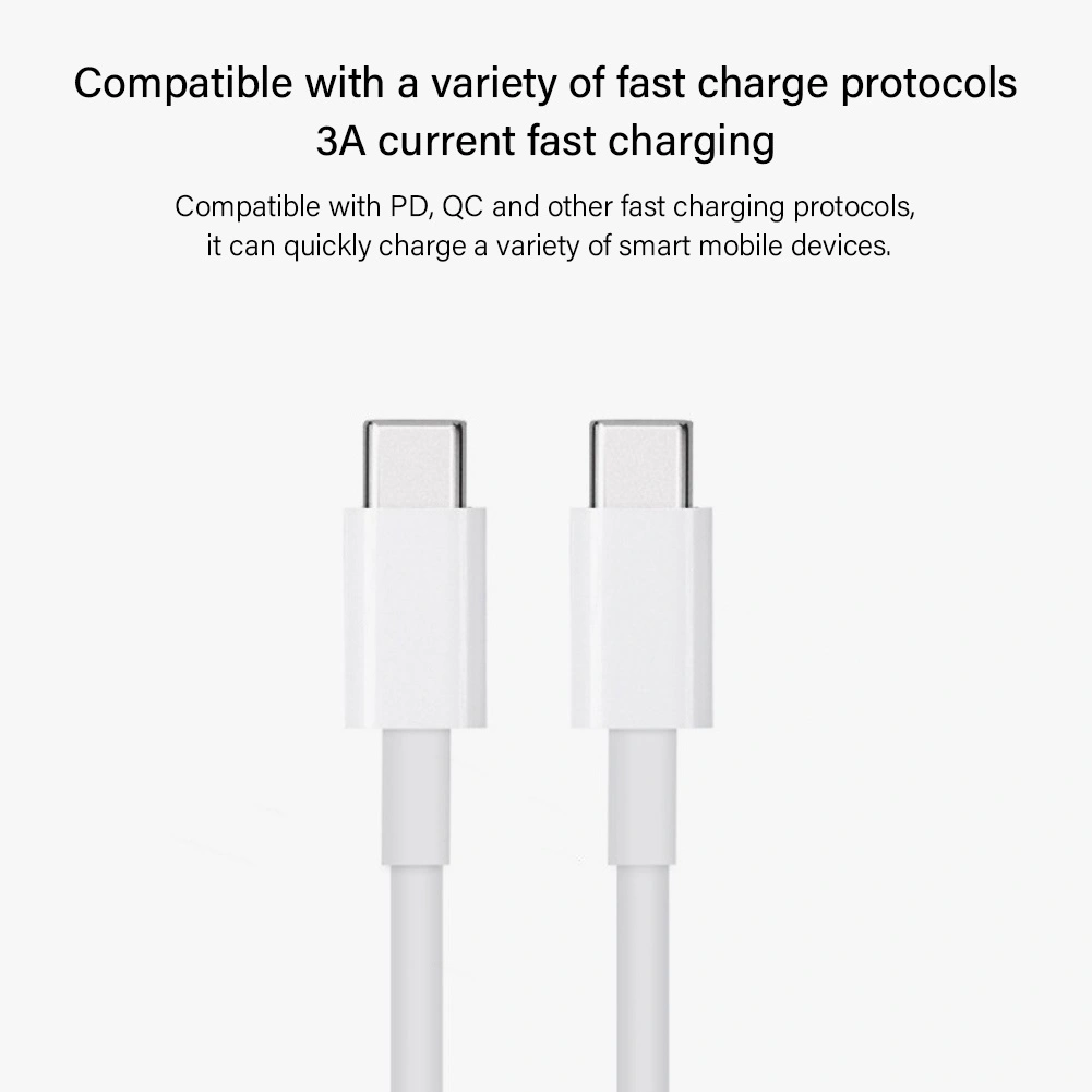 1m 3A Type-C Male to Male PD Fast Charging Cable Charge Cord for Mobile Phone