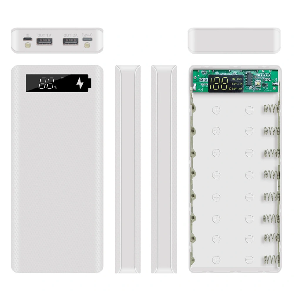 Portable Micro USB Type-C 18650 Battery Enclosure LCD DIY Mobile Power Bank Case