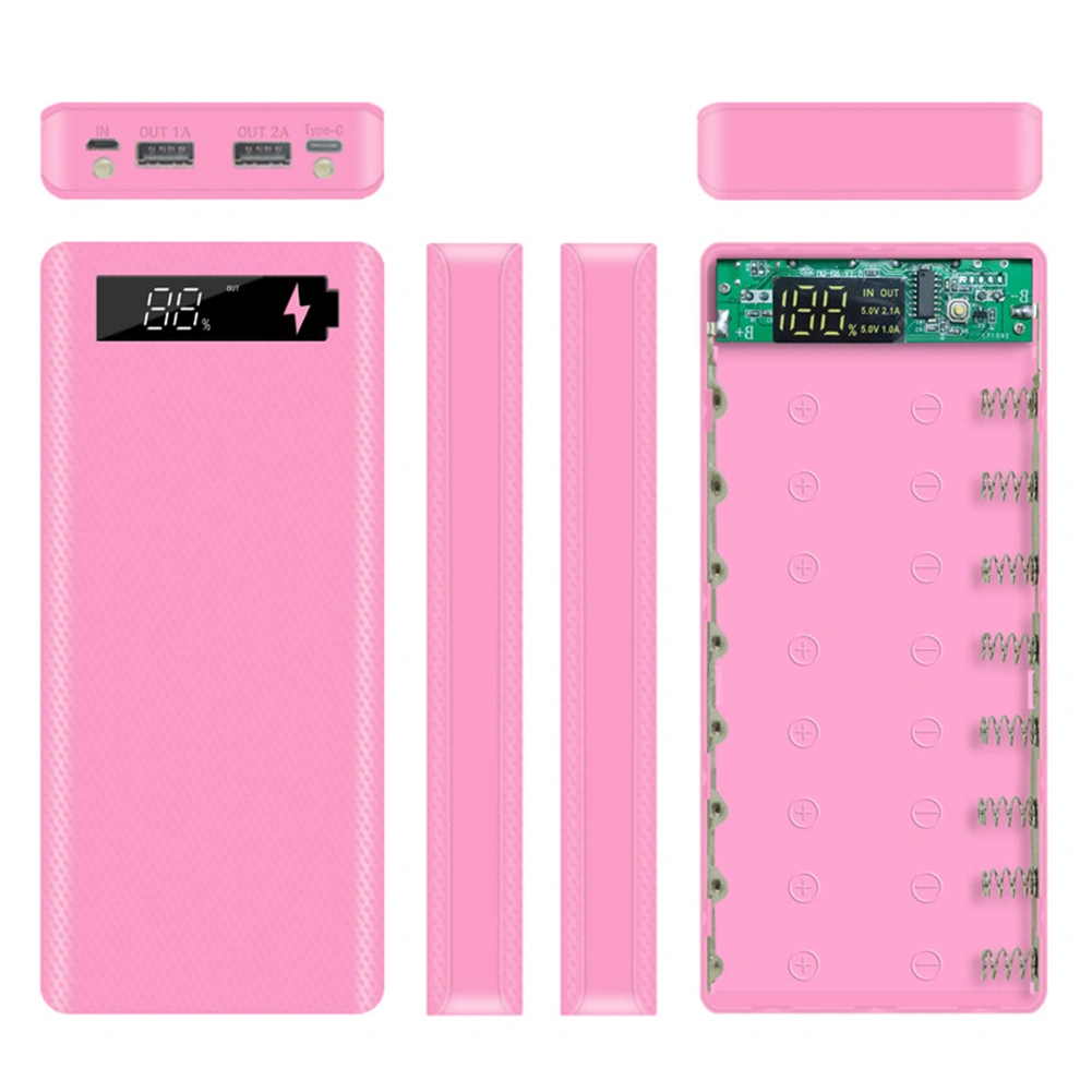 Portable Micro USB Type-C 18650 Battery Enclosure LCD DIY Mobile Power Bank Case