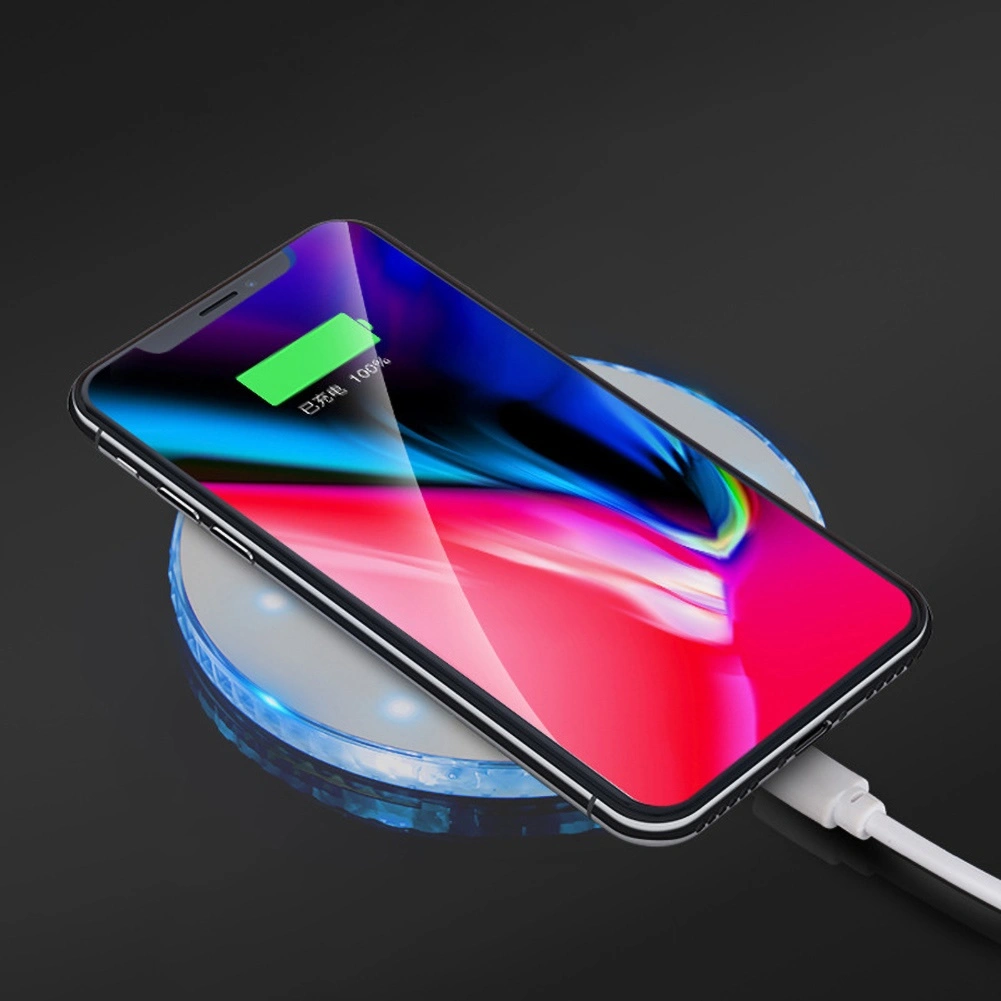 10W Round LED Wireless Fast Charging Pad Charger Adapter for iPhone for Samsung