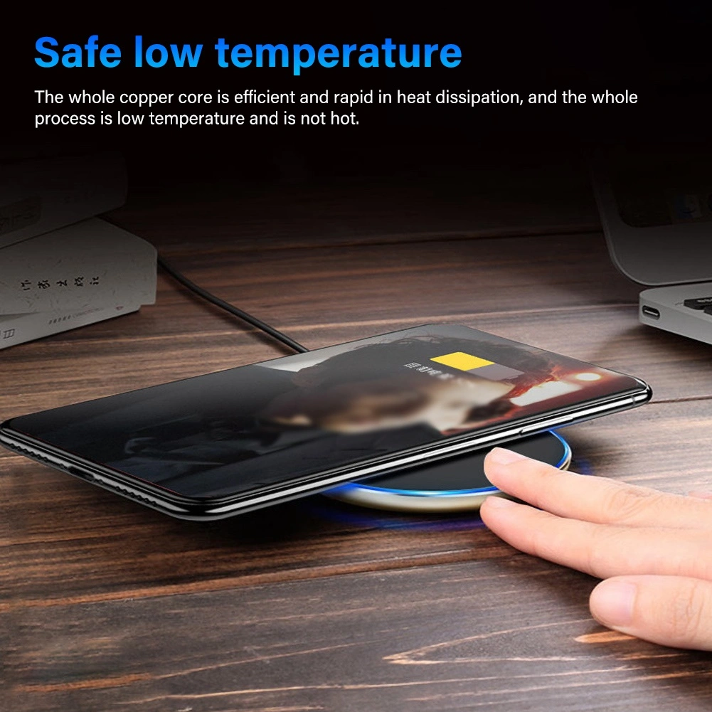 10W Portable Round Qi Wireless Charger Fast Charging Pad for iPhone X XS XR 8