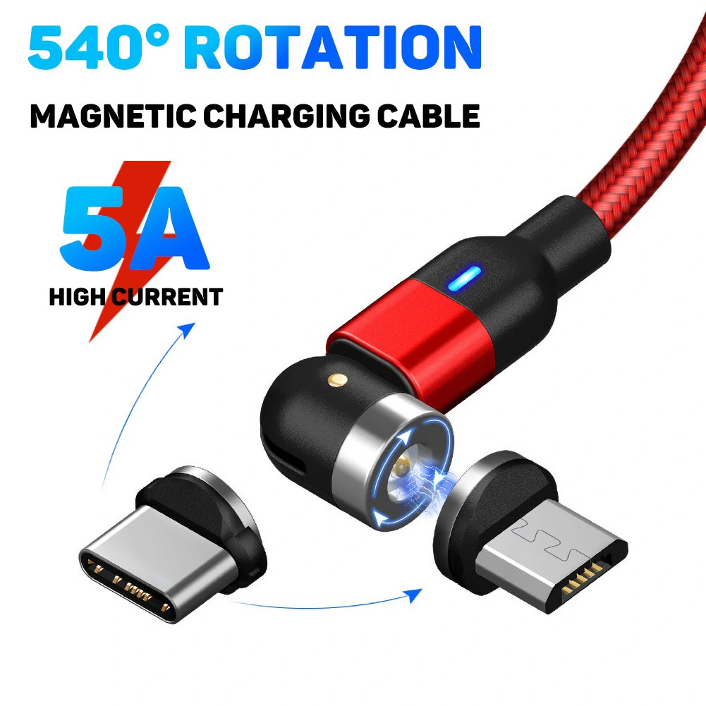 Magnetic 5A Fast Charging Cable Micro USB Type-C Plug Data Cord for Android