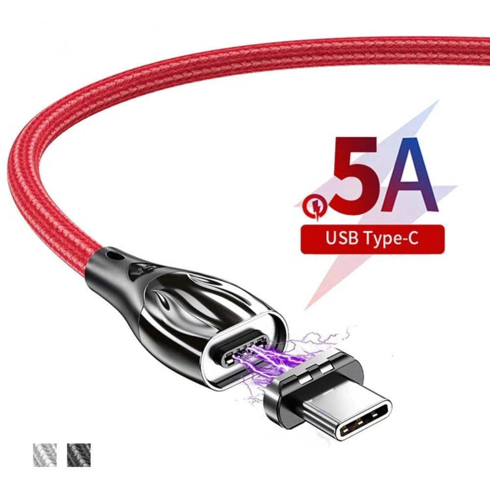 Portable Wear-resistant Magnetic Type-C 5A Fast Charging Cable Cord for Phone