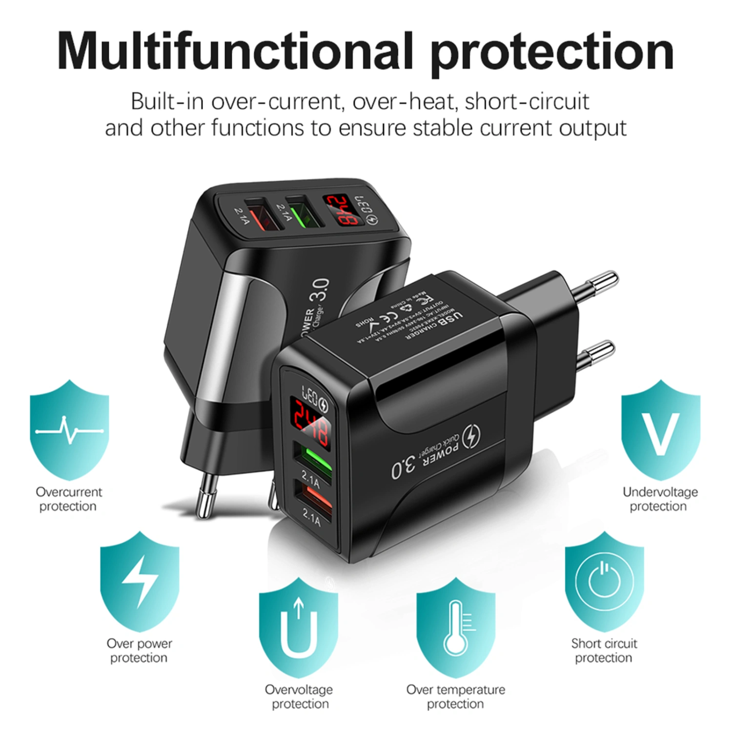 Portable Universal QC 3.0 Dual USB Ports Fast Charging Phone Charger Adapter
