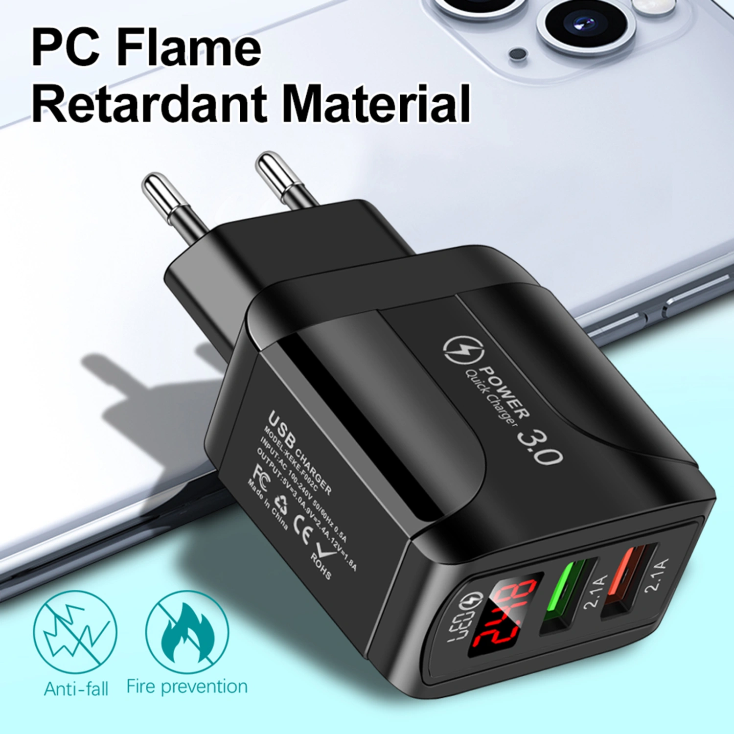 Portable Universal QC 3.0 Dual USB Ports Fast Charging Phone Charger Adapter