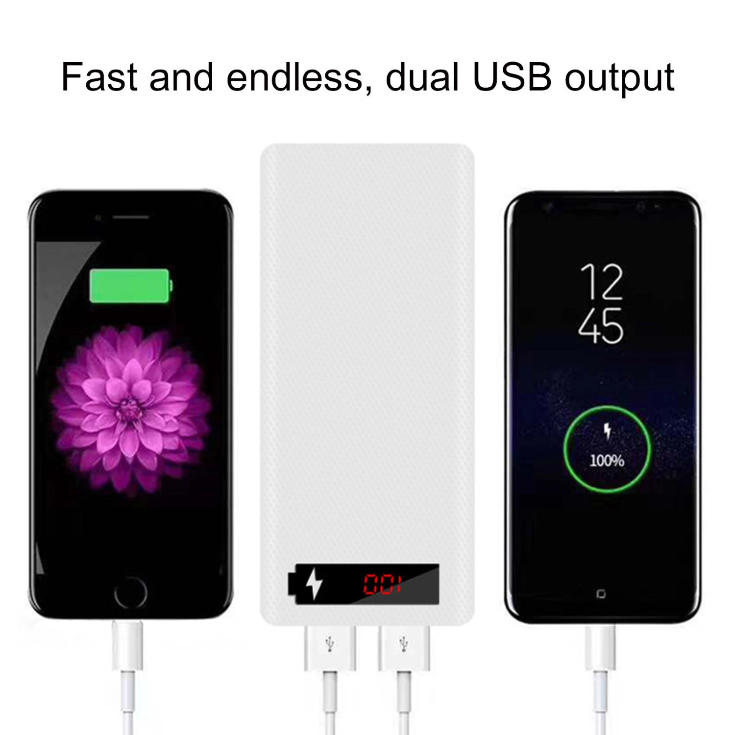 L8 Power Bank Case with Digital Display Screen LED Light Weld-free 18650 Battery Charger Box for Outdoors
