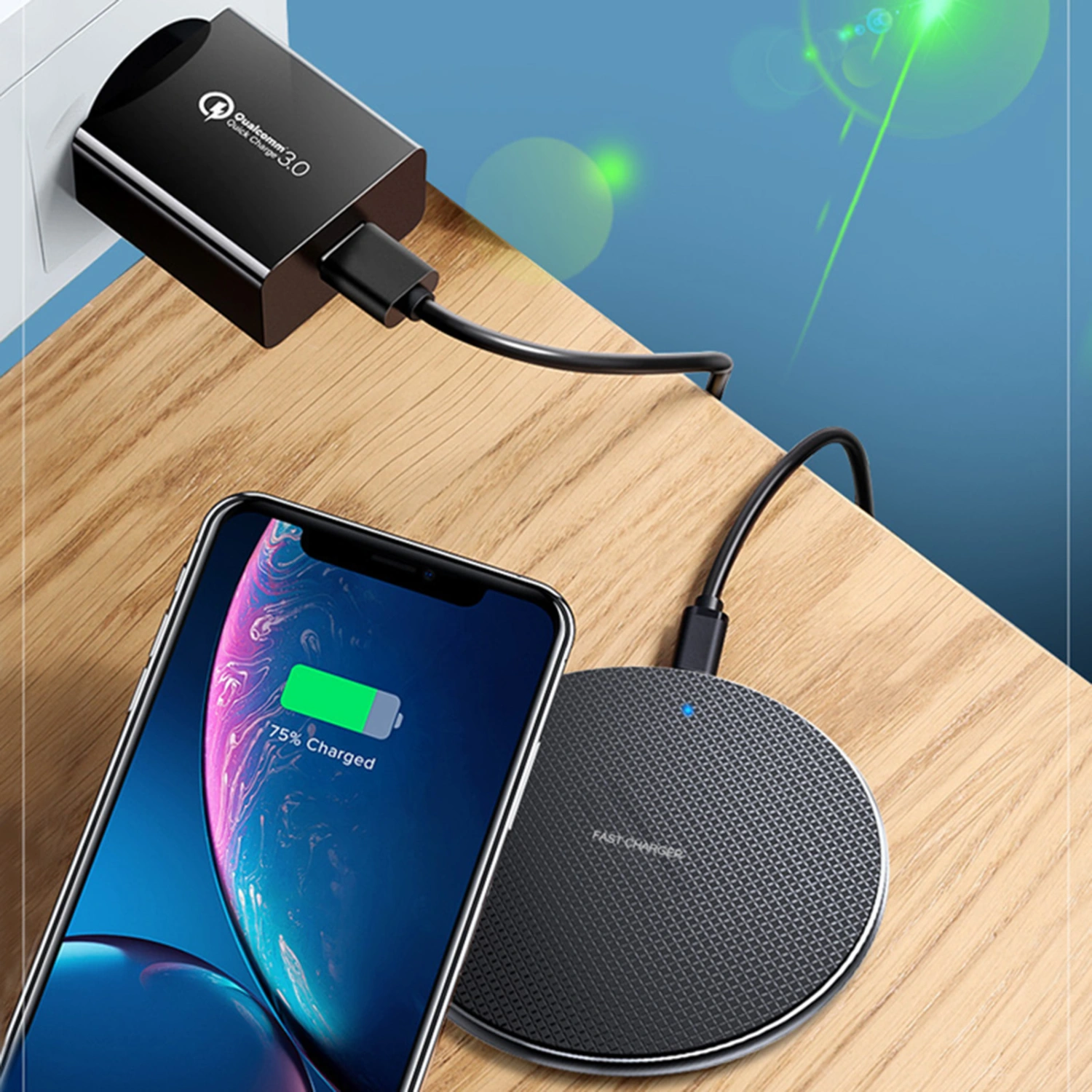 Wireless Charger Safe Phone Accessories Ultra Thin 10W Round Shape Aluminum Alloy Wireless Phone Fast Charger for Cellphone