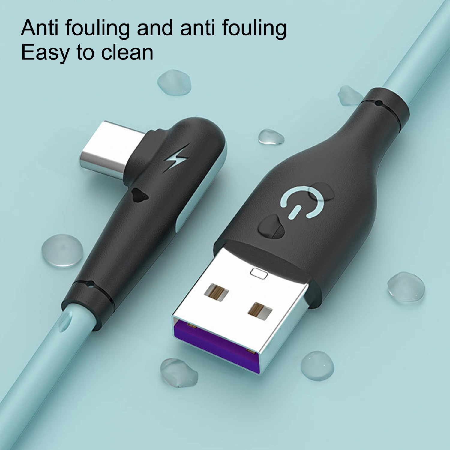 Data Cable Elbow Design Fast Charging 1/2m Type-C Charger Cord Wire for Mobile Phone