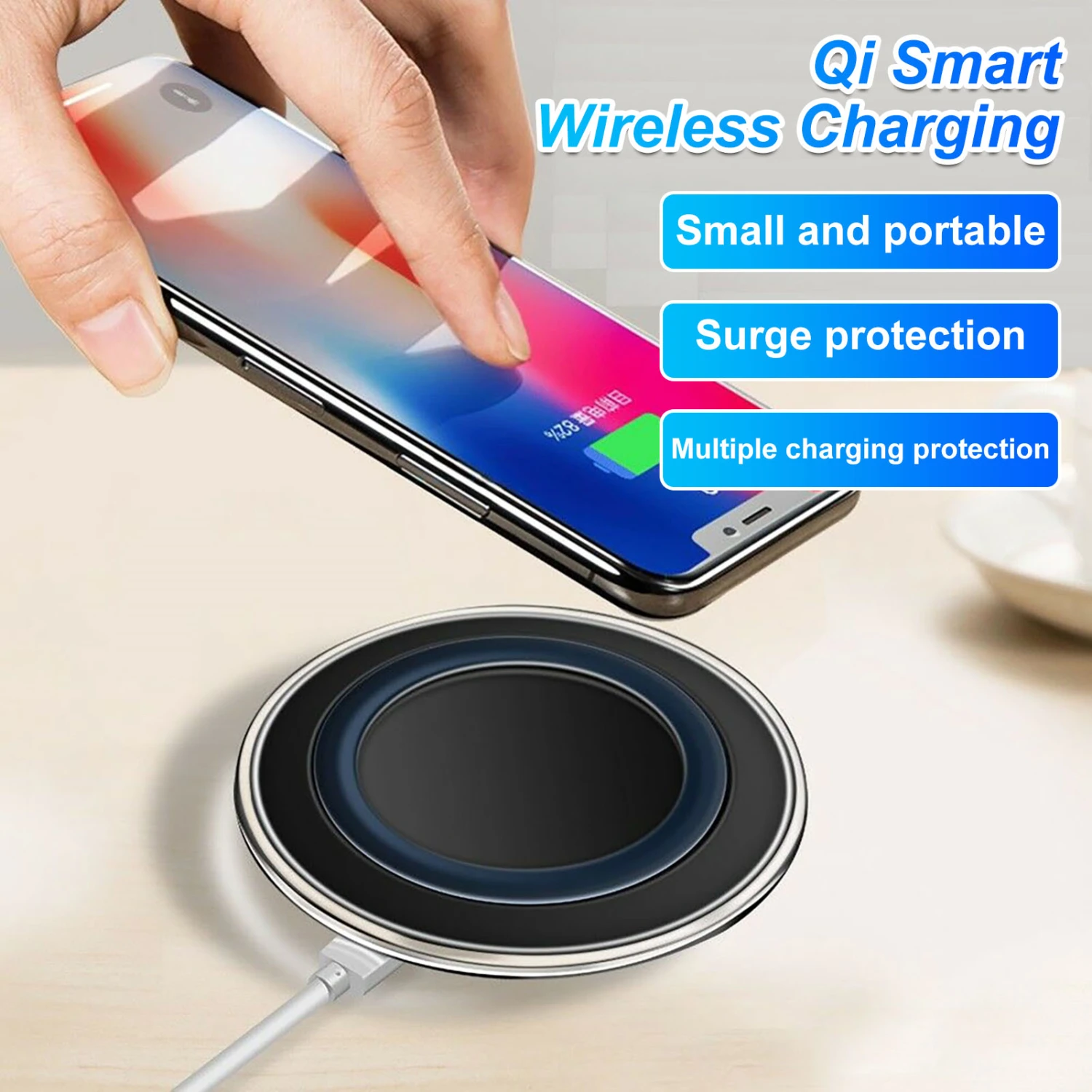 Wireless Charger Fast Charging Safe Anti-skid QI Efficient Wireless Charging Pad for Mobile Phone