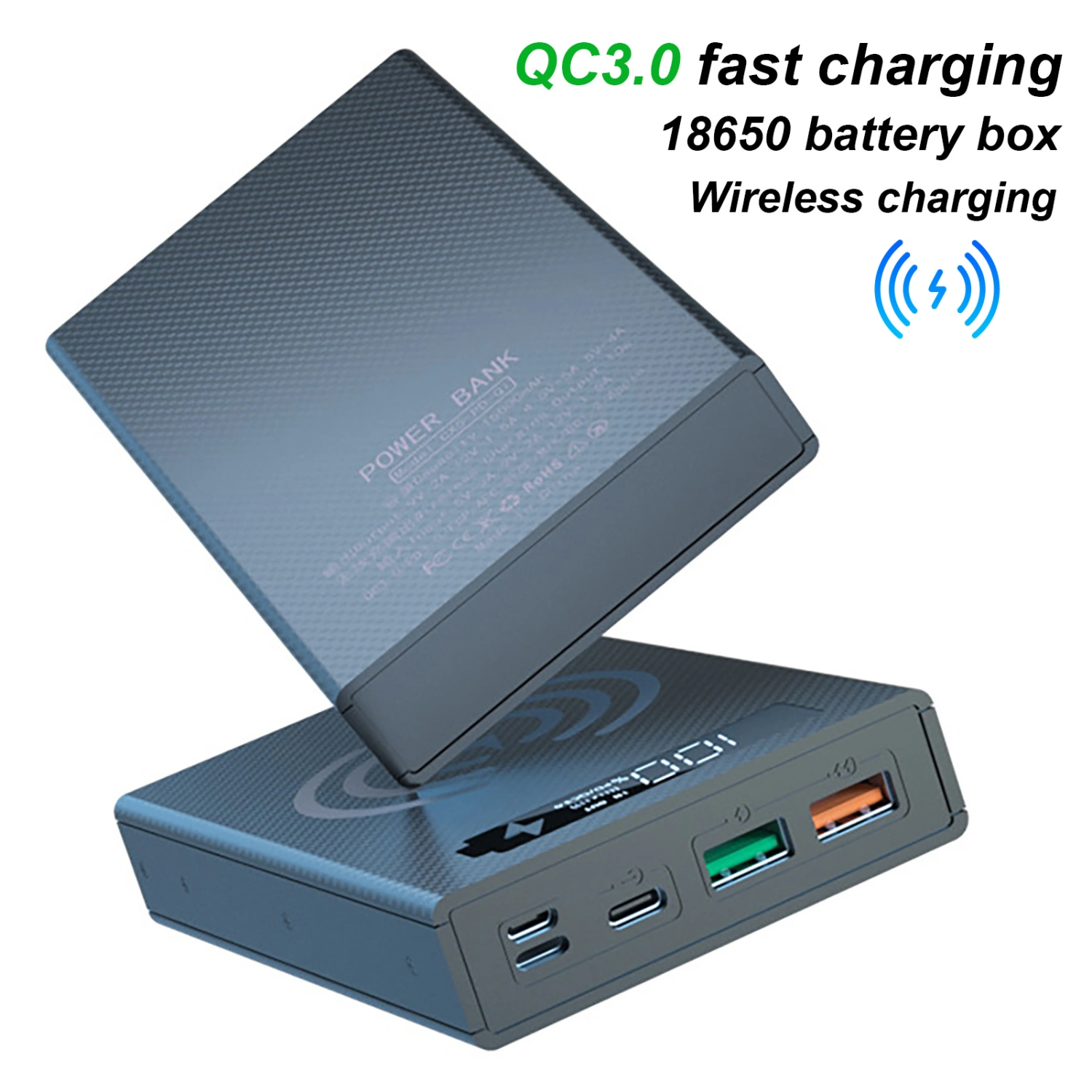 CX5 Power Bank Case Solderless Detachable DIY 5x18650 QC Portable Charger Case for Smart Phone