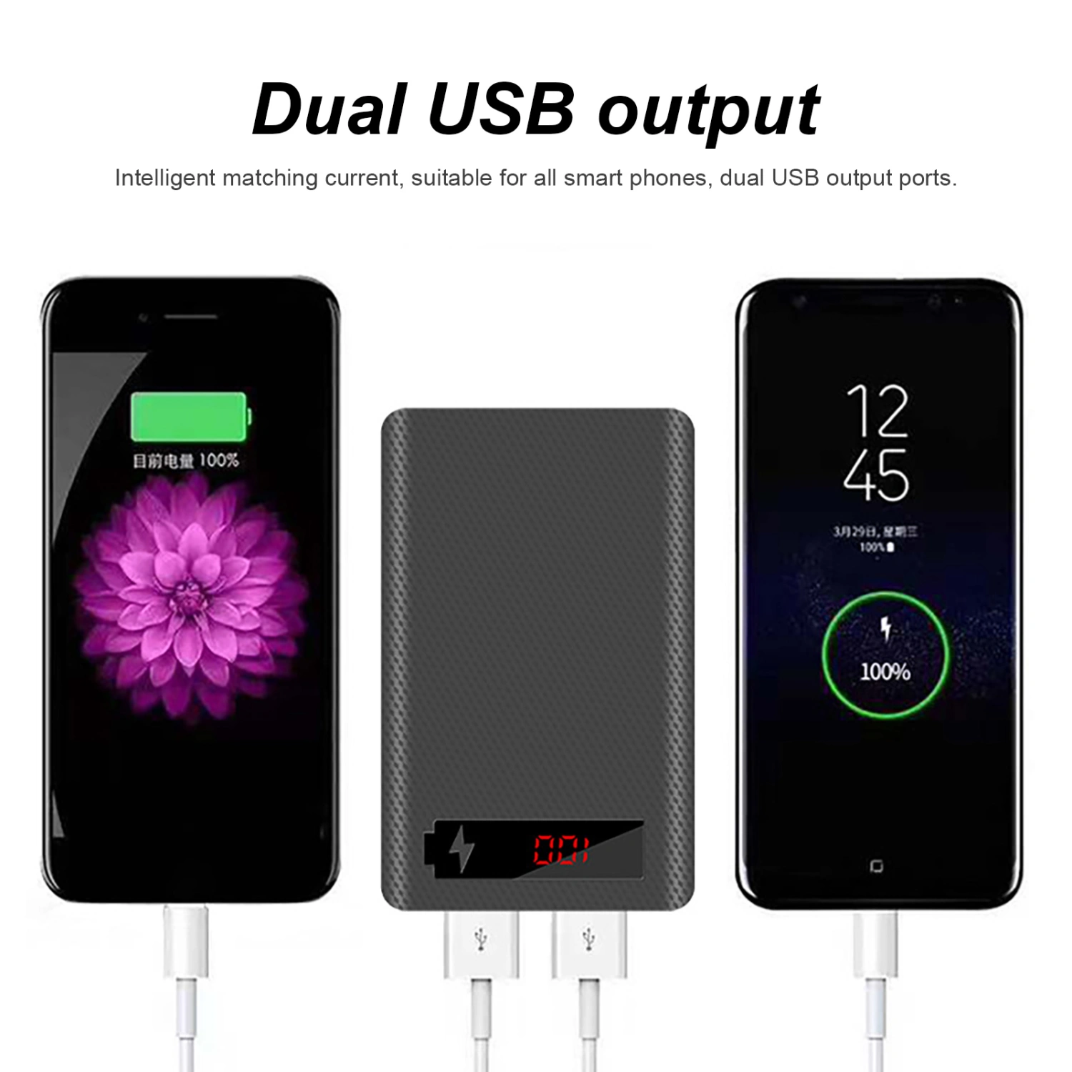 L5 Power Bank Shell Solderless Detachable LED Digital Display 5x18650 Portable Charger Case for Smart Phone